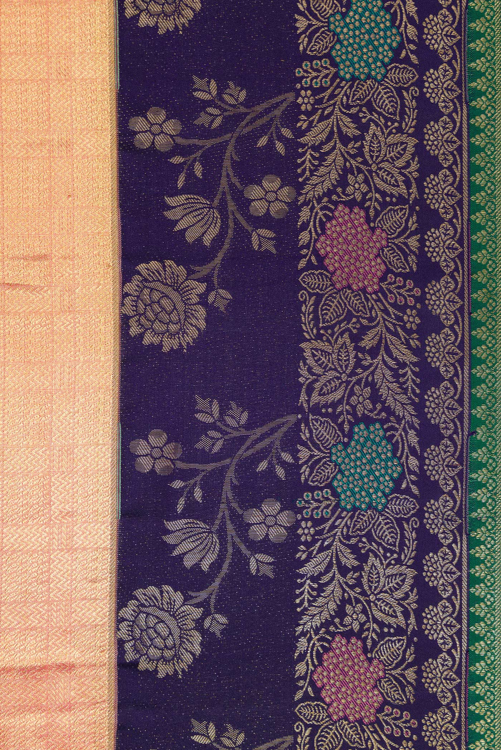 Border image of Gold Dual Tone Kanjivaram Tissue Silk Saree with Zari Brocade on the body and Fancy Border. 