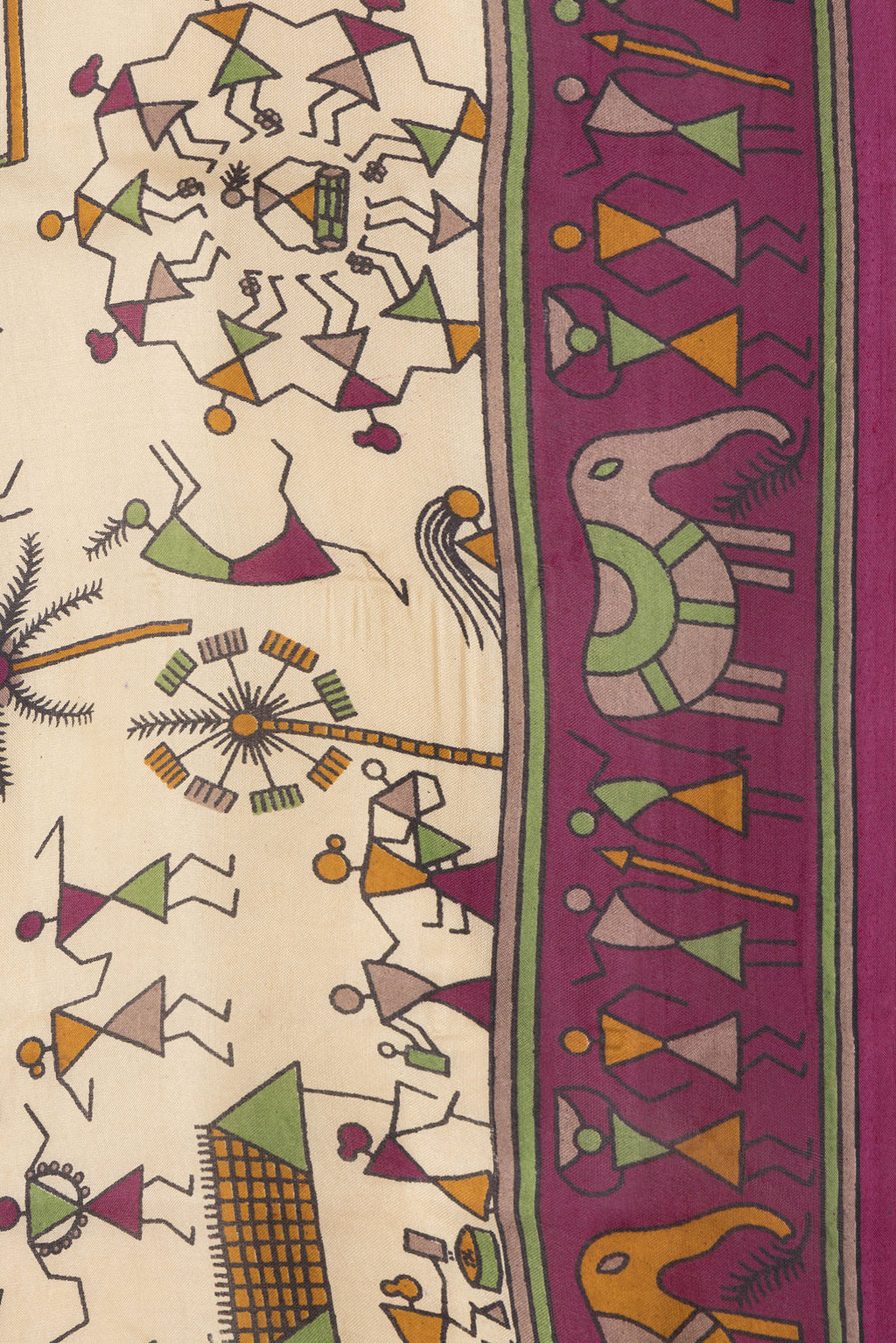 Border image of Beige Dual Tone Tussar Silk Saree with Printed design on the body and Printed Border. 