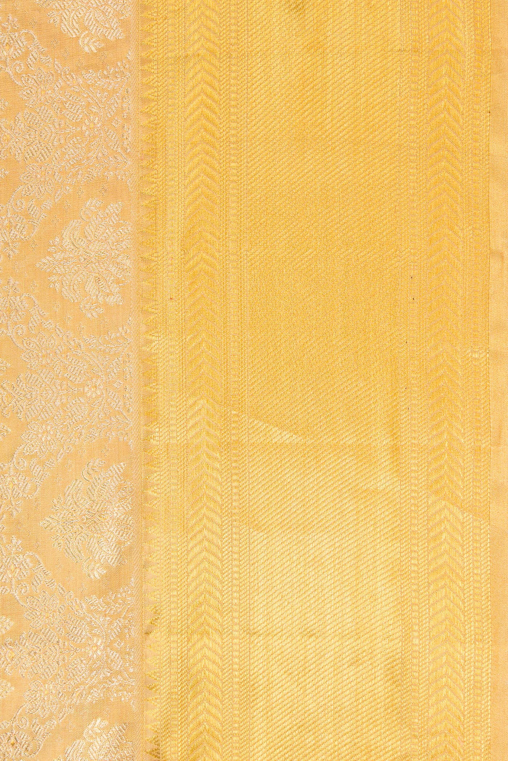 Border image of Gold Dual Tone Kanjivaram Tissue Silk Saree with Zari Brocade on the body and Zari Border. 
