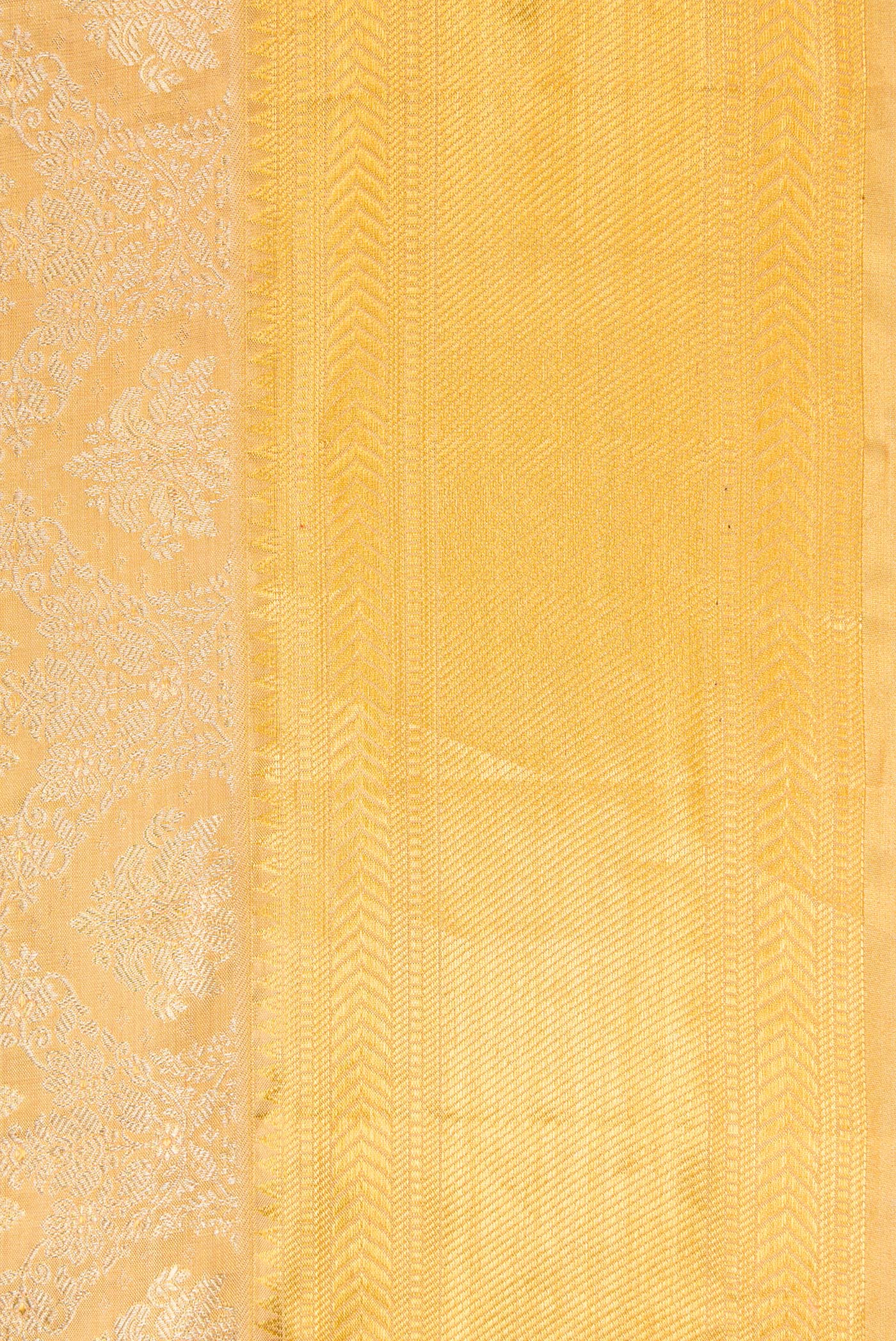 Border image of Gold Dual Tone Kanjivaram Tissue Silk Saree with Zari Brocade on the body and Zari Border. 