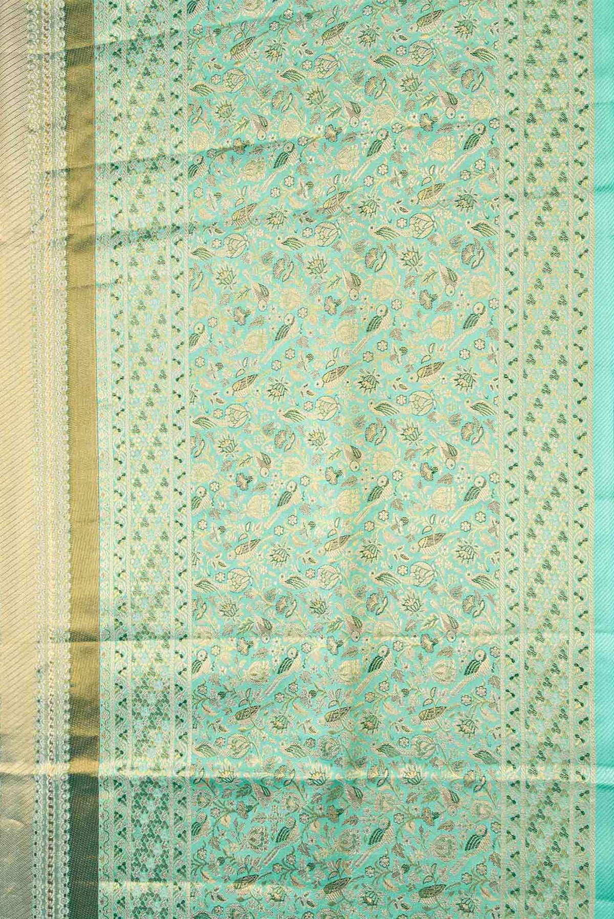 Border image of Green Dual Tone Kanchipuram Tissue Silk Saree with Zari Brocade on the body and Zari Border