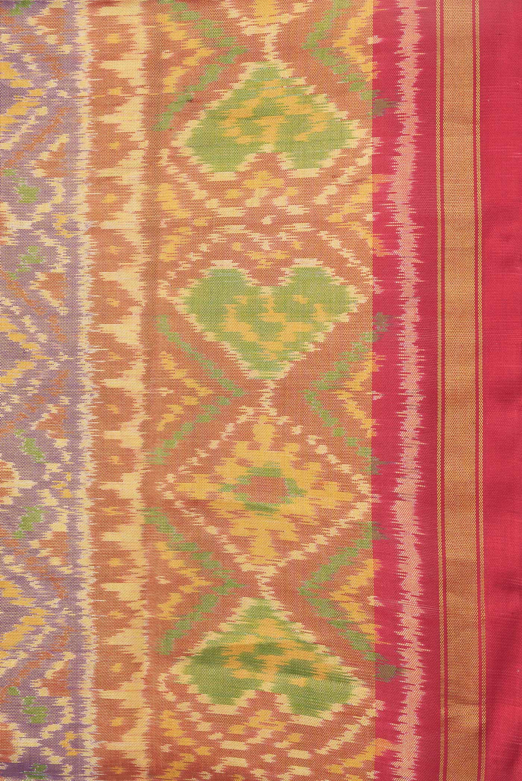 Border image of Lavender Dual Tone Double Ikat Saree with Ikat Print on the body and Zari Border. 