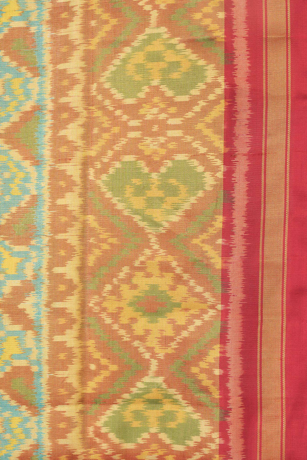 Border image of Sky Blue Dual Tone Double Ikat Saree with Ikat Print on the body and Zari Border. 