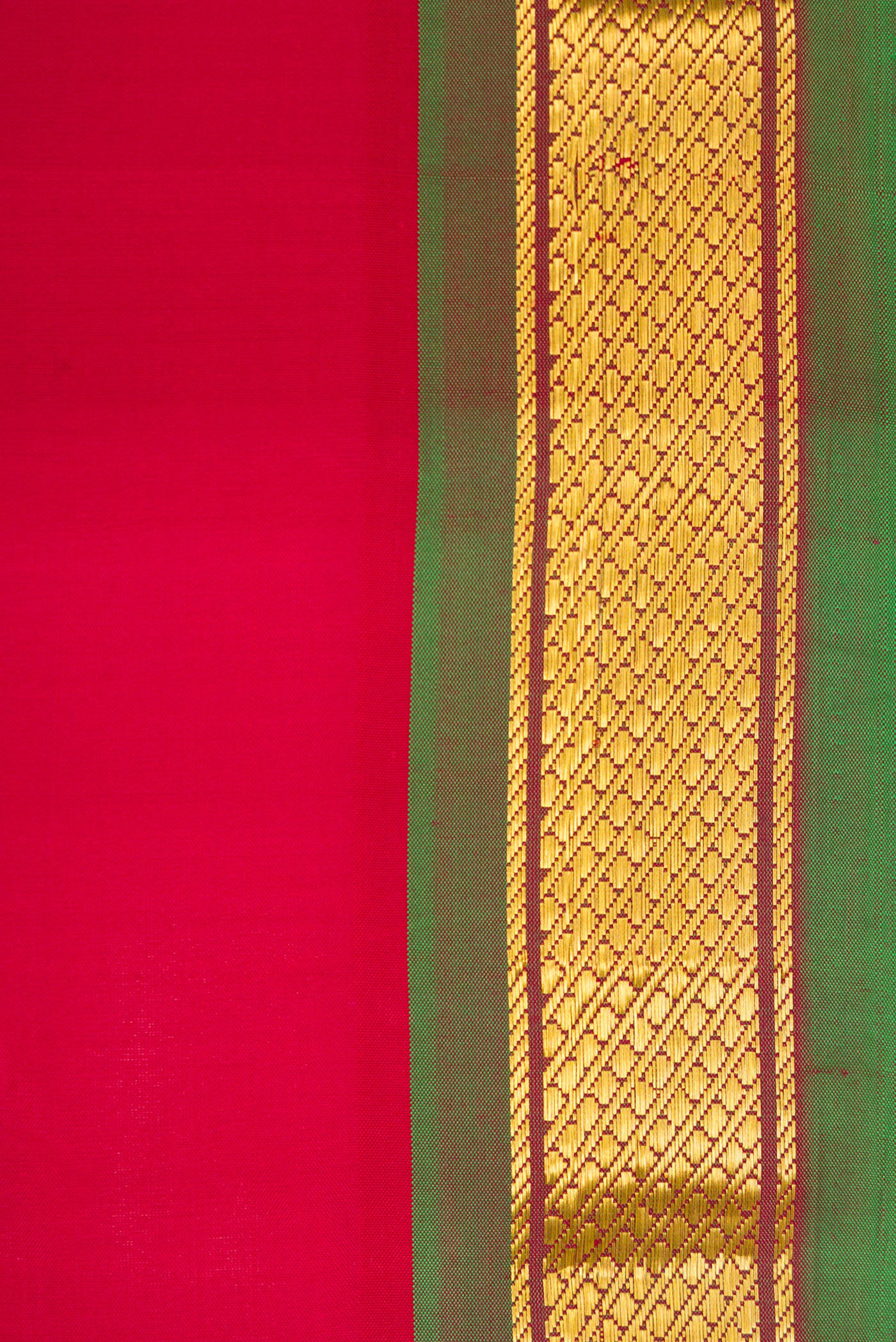 Border image of Maroon Dual Tone Kanchipuram Silk Saree with Plain Body and Zari Border. 