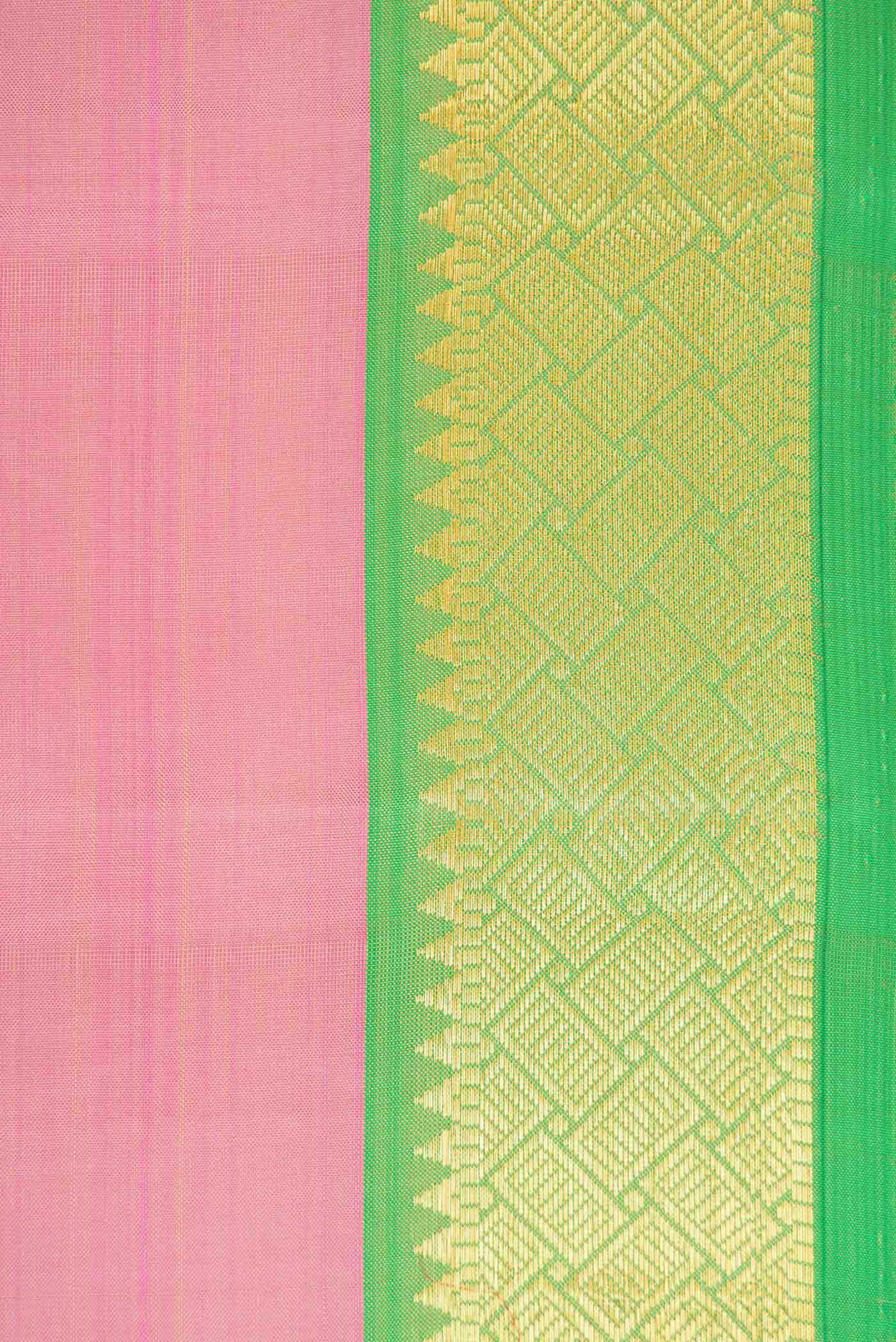Border image of Pink Dual Tone Kanjivaram Silk Saree with Plain Body and Zari Border. 