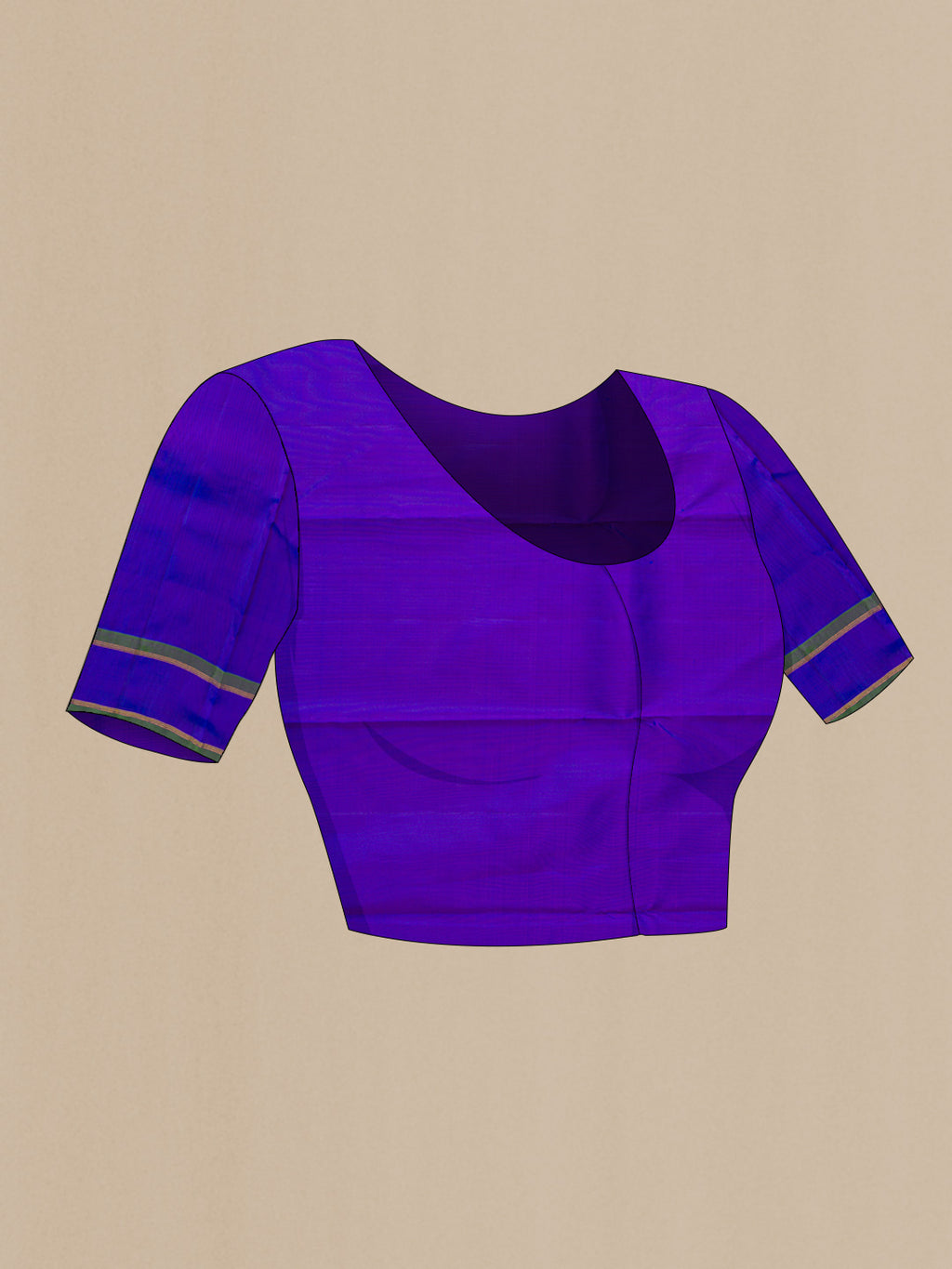 Close up image of the blouse of Brown Dual Tone Kanchipuram Silk Saree with Checked design on the body and Fancy Border. 