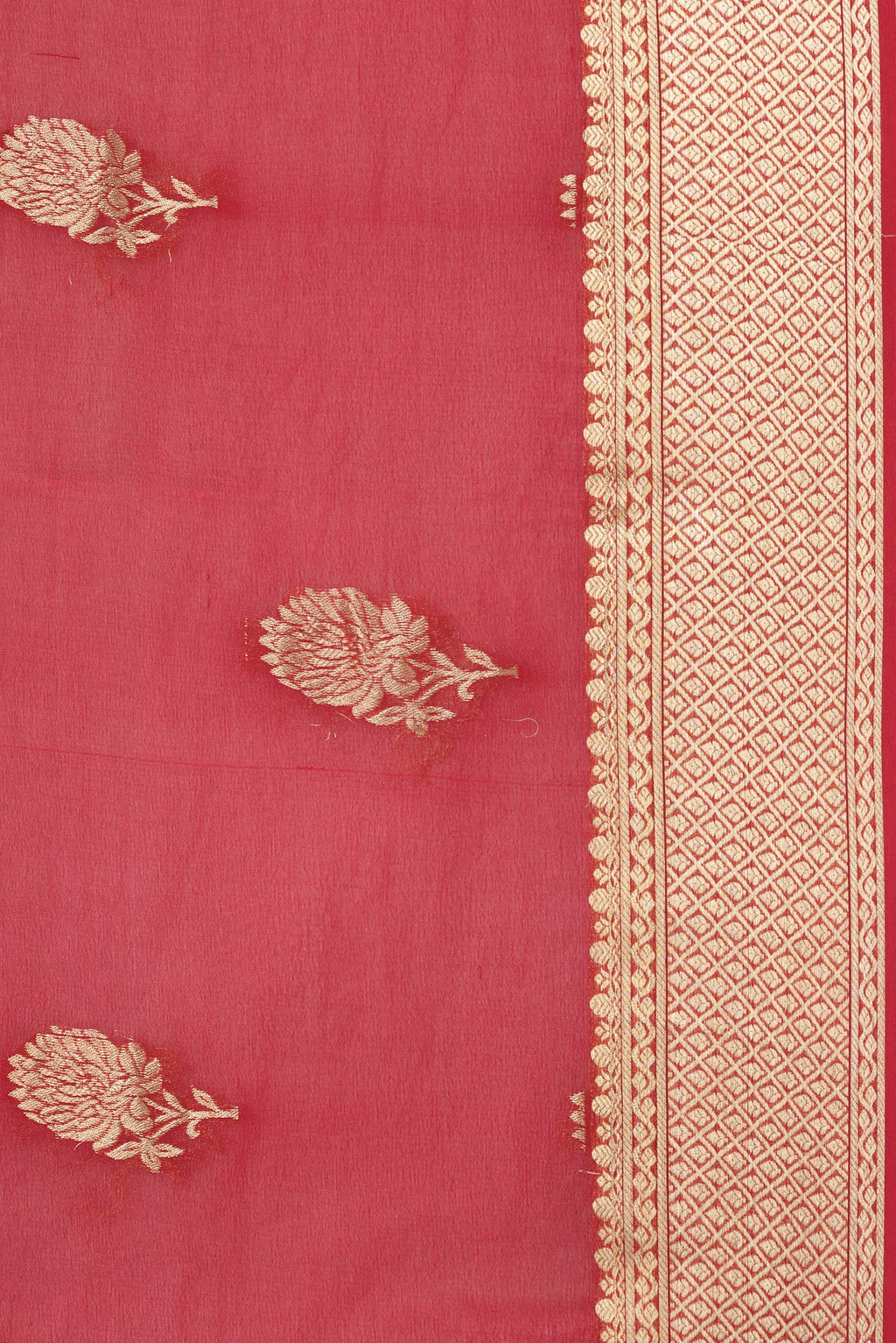 Border image of Red Dual Tone Mysore Georgette Saree with Zari Butta on the body and Zari Border. 