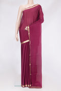 Magenta Dual Tone Georgette Saree with Plain Body and Zari Border.  displayed on a mannequin