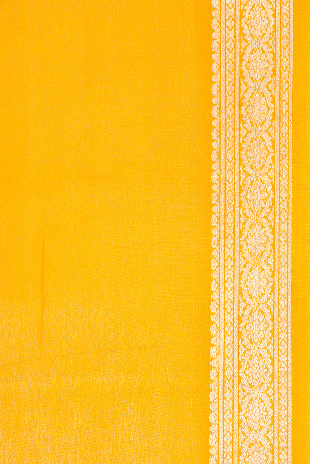 Border image of Yellow Dual Tone Mysore Georgette Saree with Plain Body and Zari Border. 