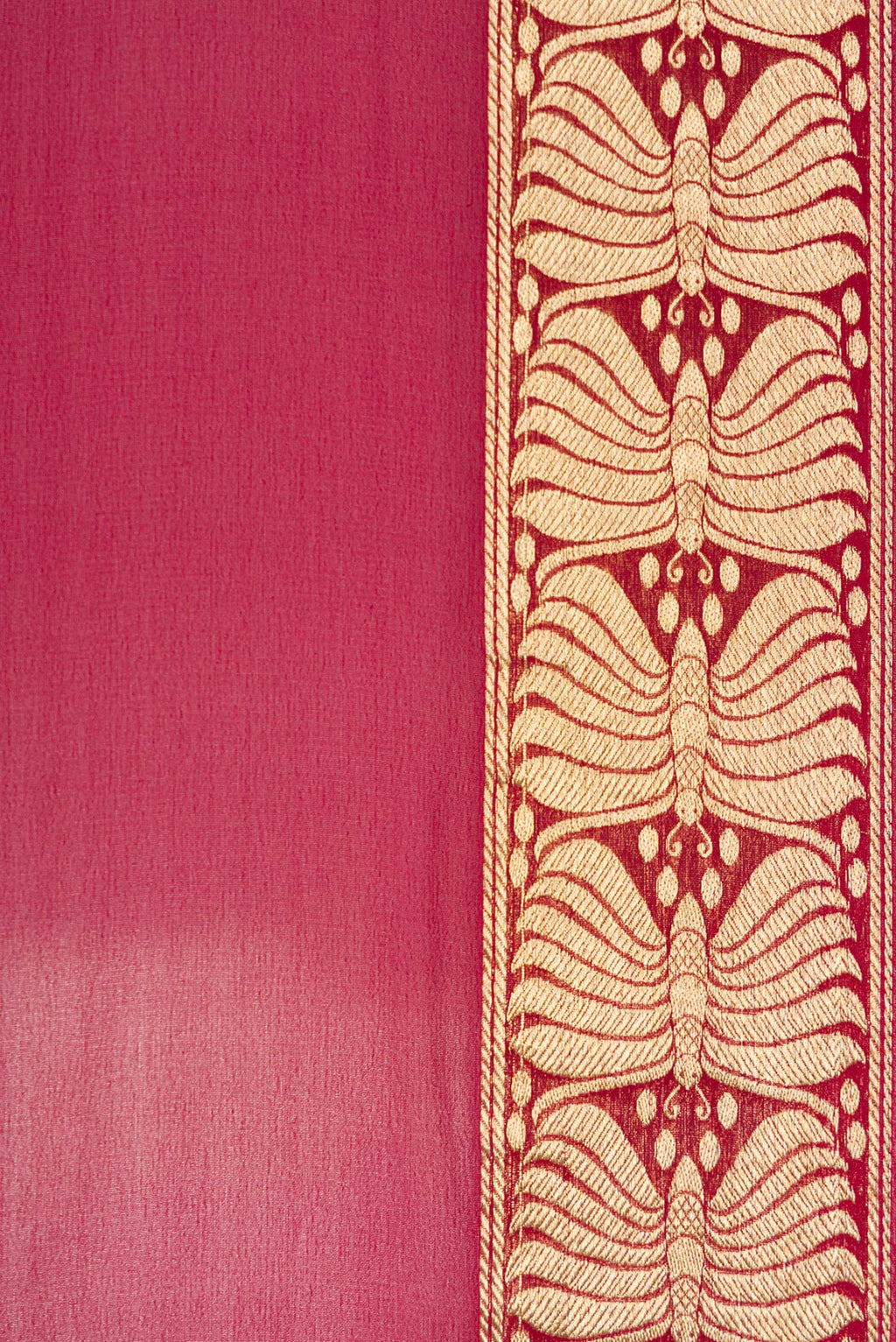 Border image of Maroon Dual Tone Mysore Georgette Saree with Plain Body and Zari Border. 