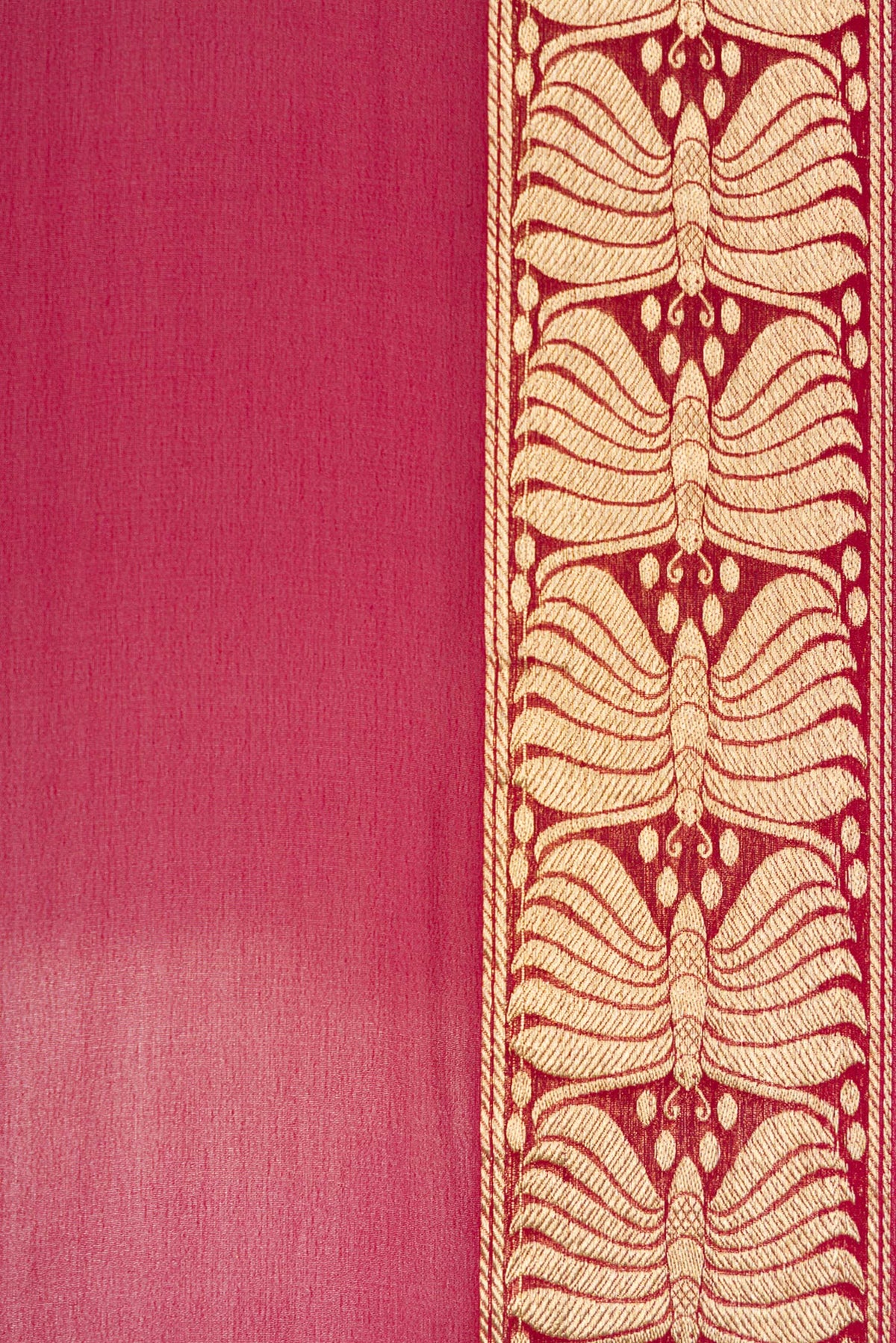 Border image of Maroon Dual Tone Mysore Georgette Saree with Plain Body and Zari Border. 