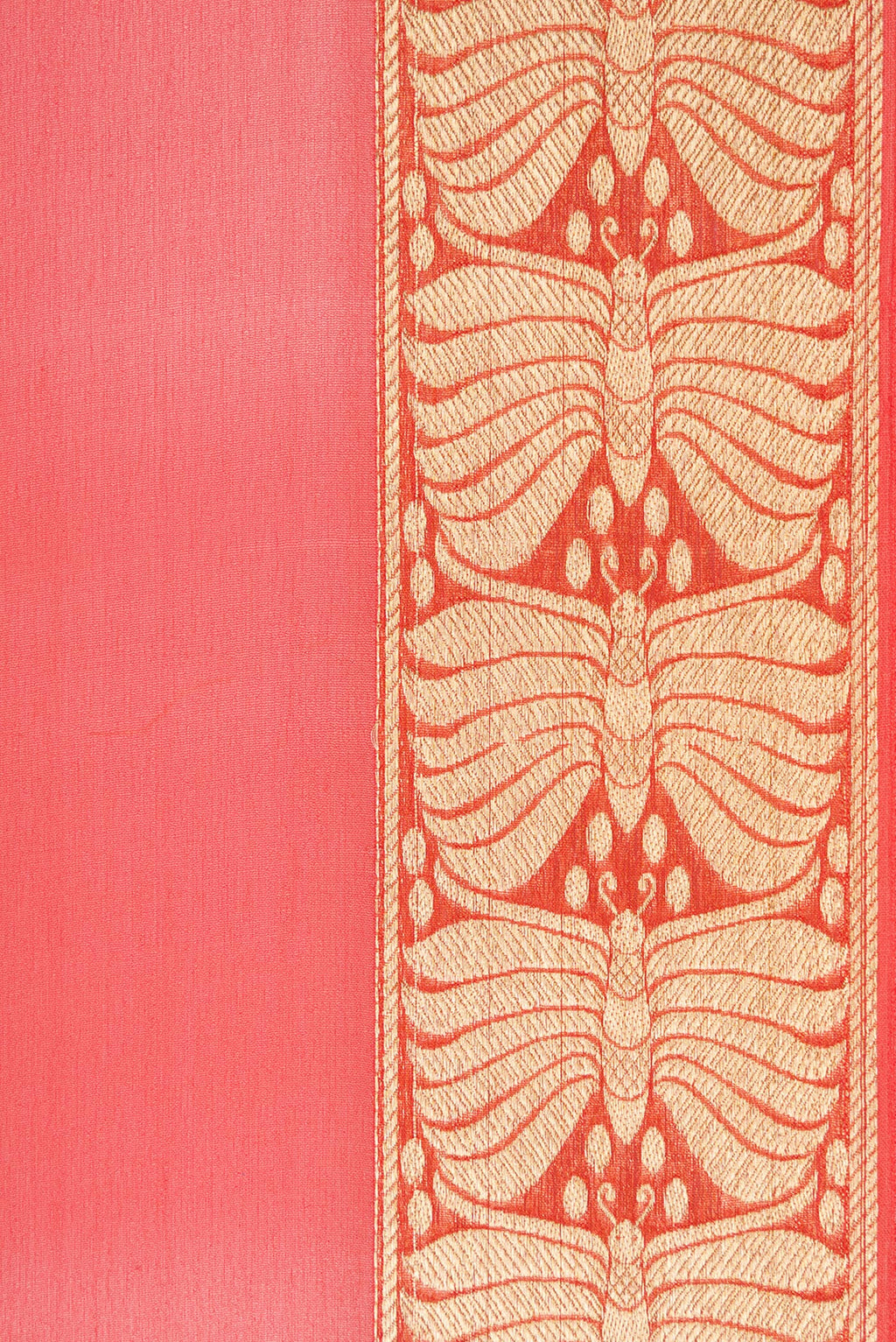 Border image of Orange Dual Tone Mysore Georgette Saree with Plain Body and Zari Border. 