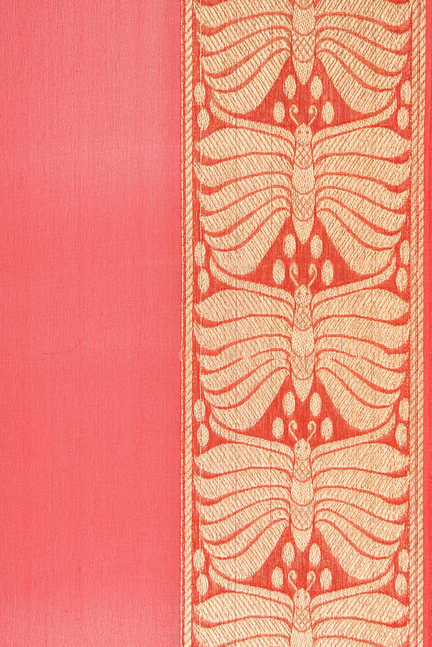 Border image of Orange Dual Tone Mysore Georgette Saree with Plain Body and Zari Border. 