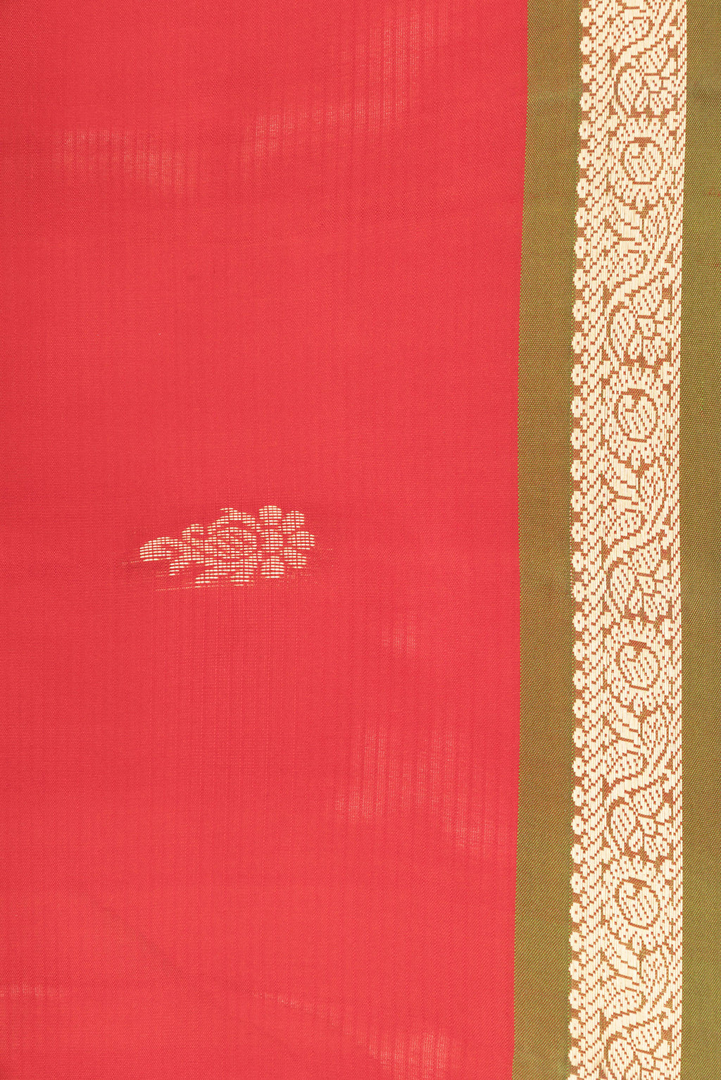 Border image of Red Dual Tone Kanjivaram Silk Saree with Zari Butta on the body and Zari Border. 