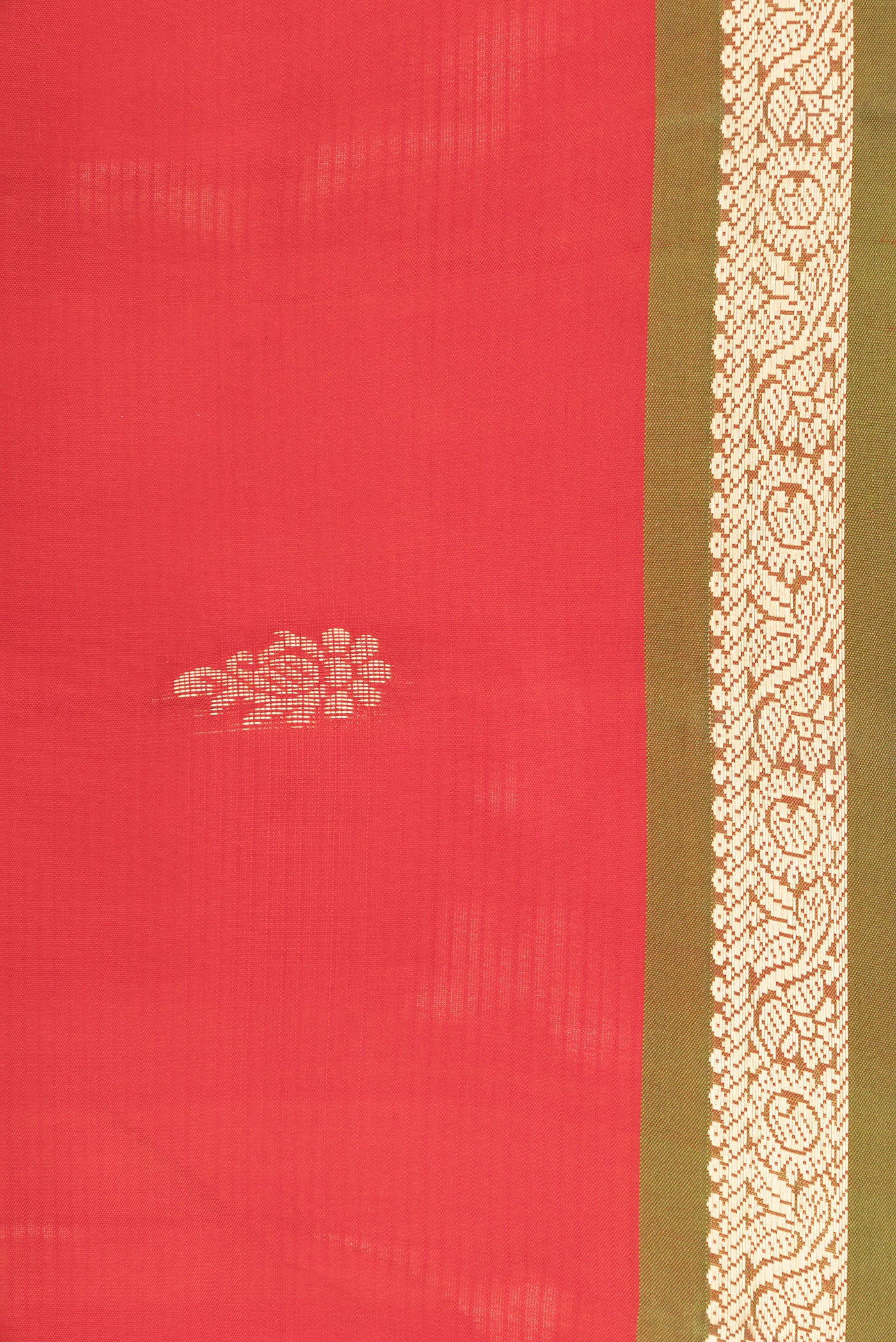Border image of Red Dual Tone Kanjivaram Silk Saree with Zari Butta on the body and Zari Border. 