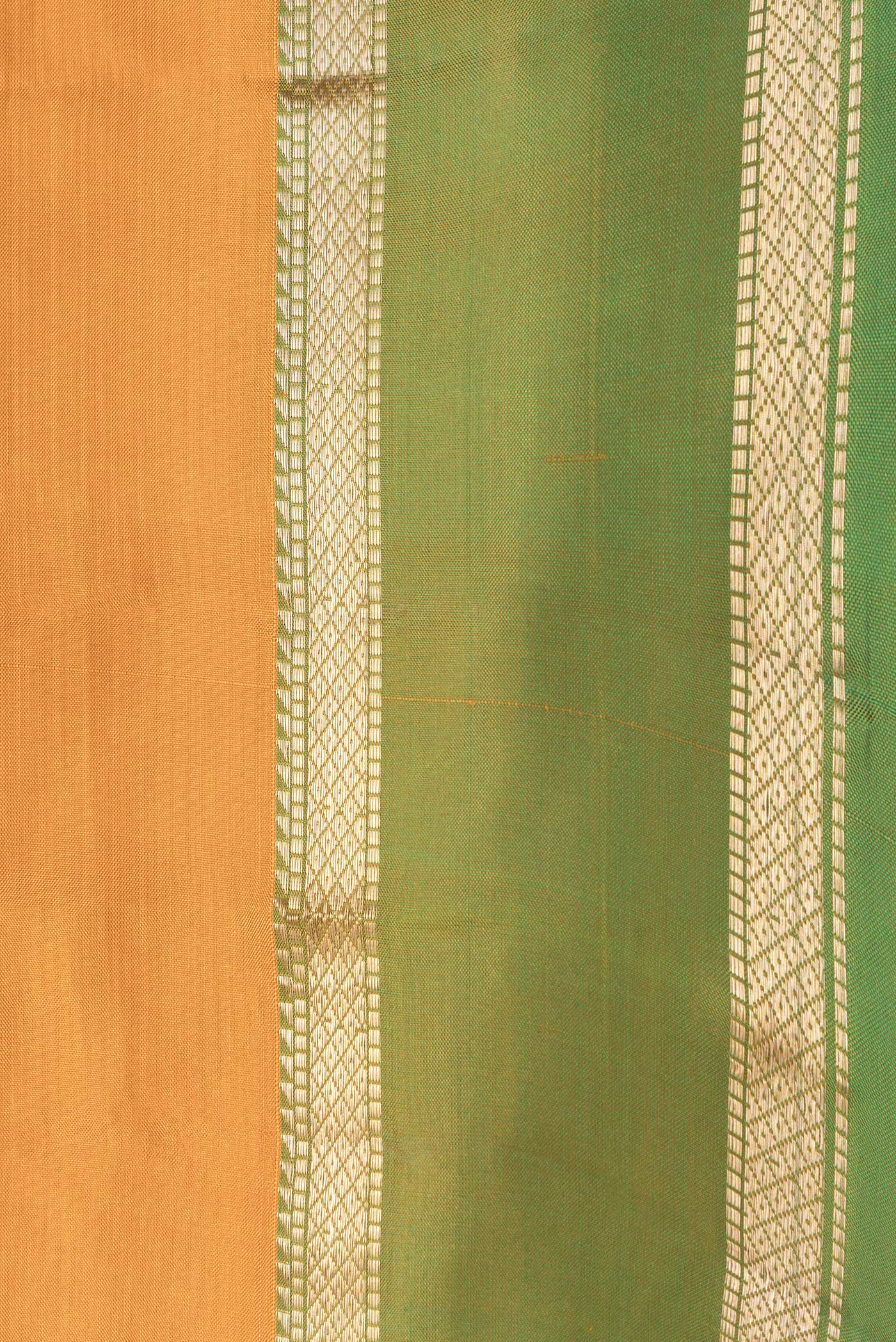 Border image of Mustard Dual Tone Kanjivaram Silk Saree with Zari Butta on the body and Zari Border. 