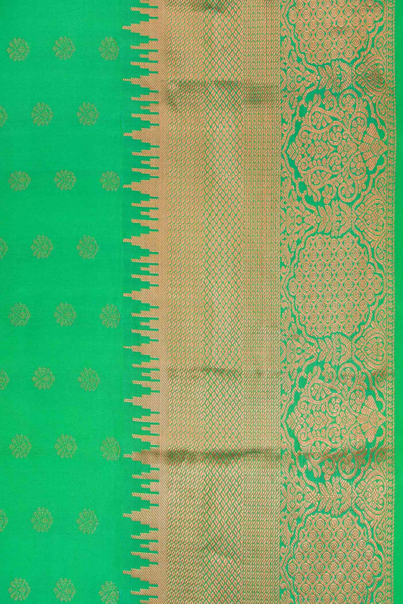 Border image of Green Dual Tone Kanchipuram Silk Saree with Zari Butta on the body and Zari Border