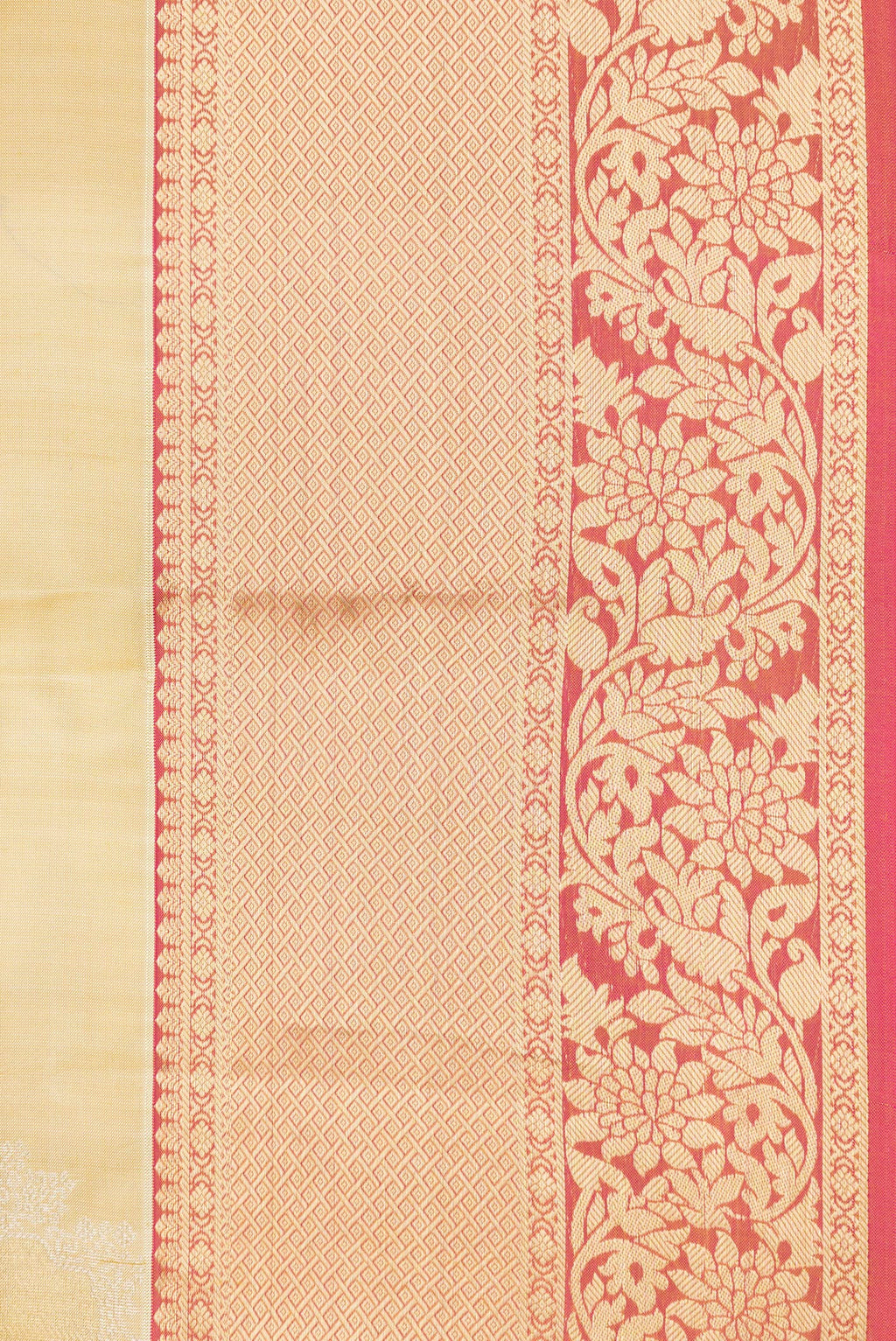 Border image of Beige Dual Tone Kanjivaram Silk Saree with Zari Butta on the body and Zari Border. 
