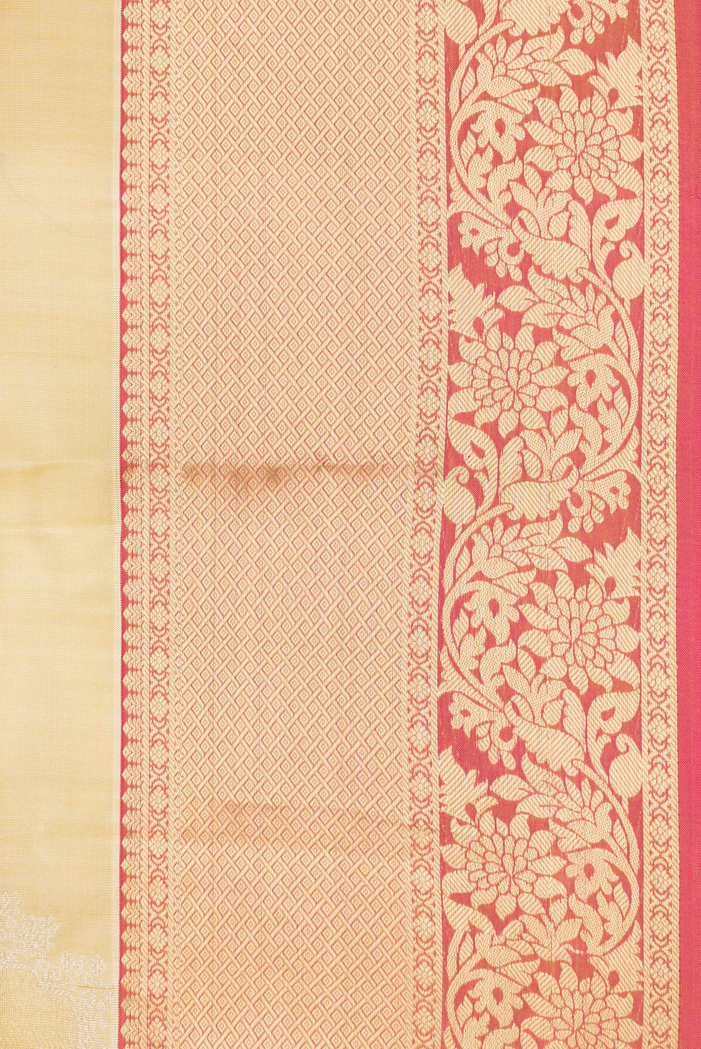 Border image of Beige Dual Tone Kanjivaram Silk Saree with Zari Butta on the body and Zari Border. 