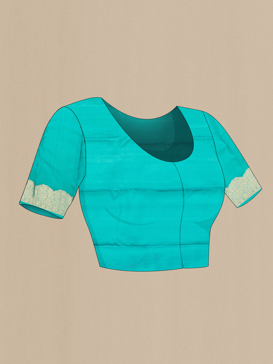 Close up image of the blouse of Pink Dual Tone Kanchipuram Silk Saree with Stripes on the body and Fancy Border. 