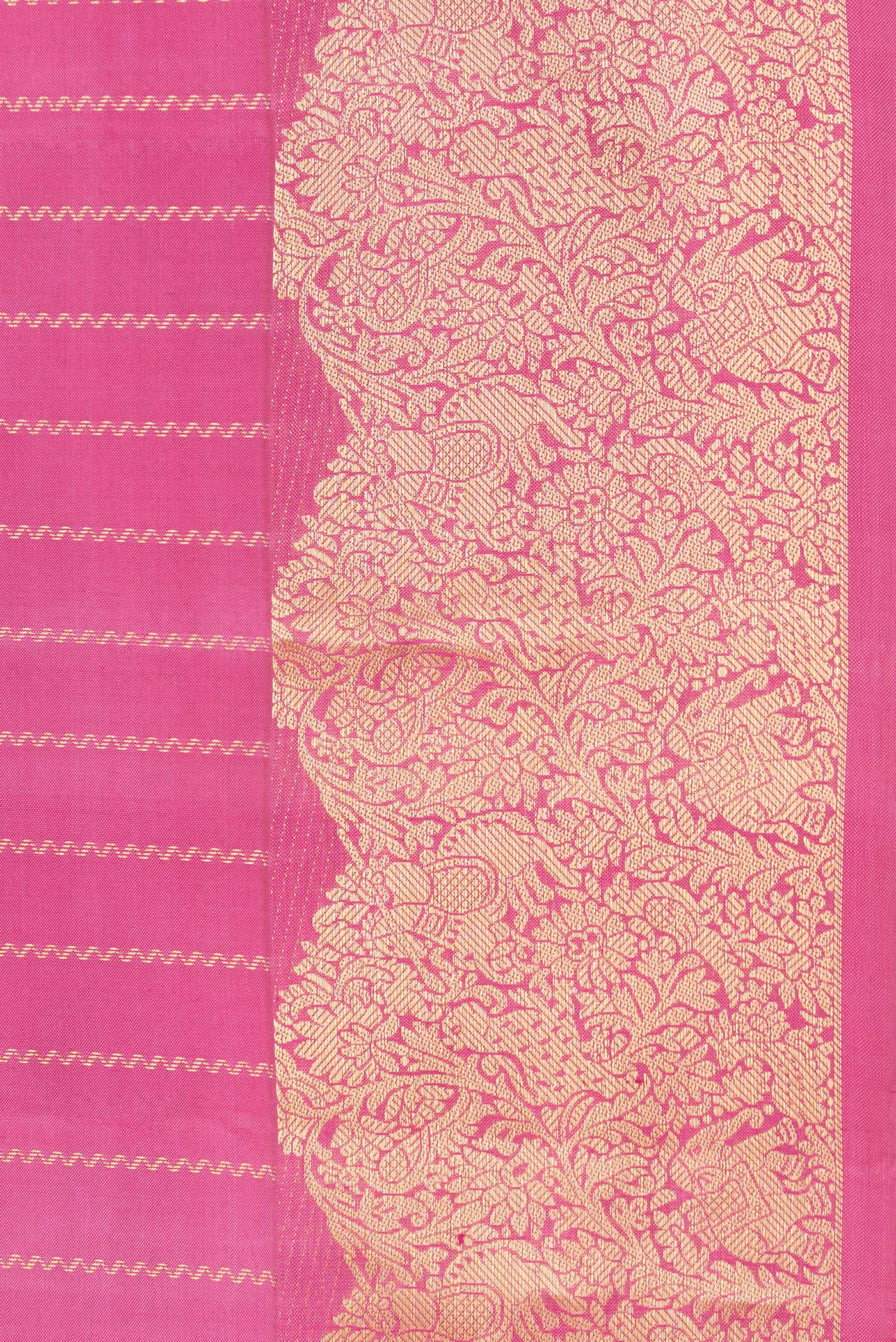 Border image of Pink Dual Tone Kanchipuram Silk Saree with Stripes on the body and Fancy Border. 