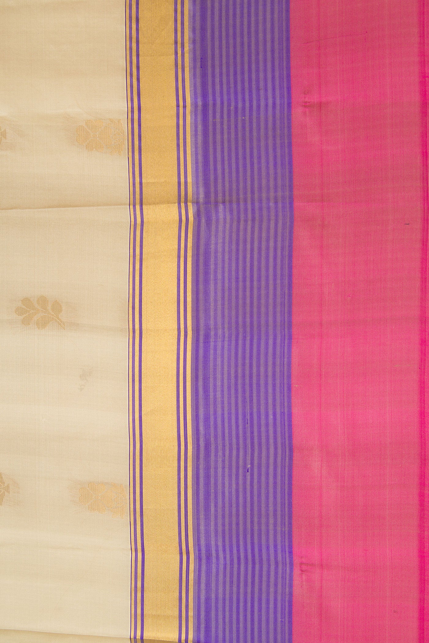 Border image of Beige Dual Tone Soft Silk Saree with Zari Butta on the body and Zari Border. 