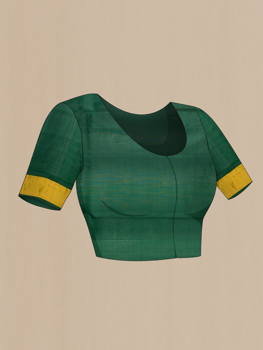 Close up image of the blouse of Purple Dual Tone Soft Silk Saree with Zari Butta on the body and Zari Border. 