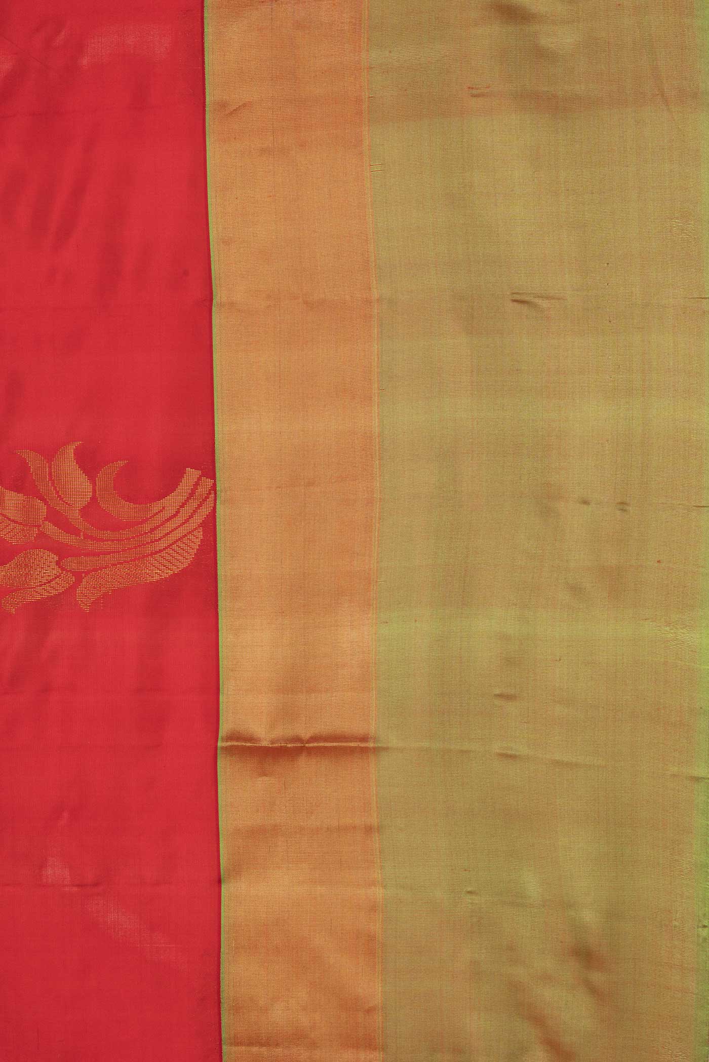 Border image of Red Dual Tone Soft Silk Saree with Zari Butta on the body and Zari Border. 