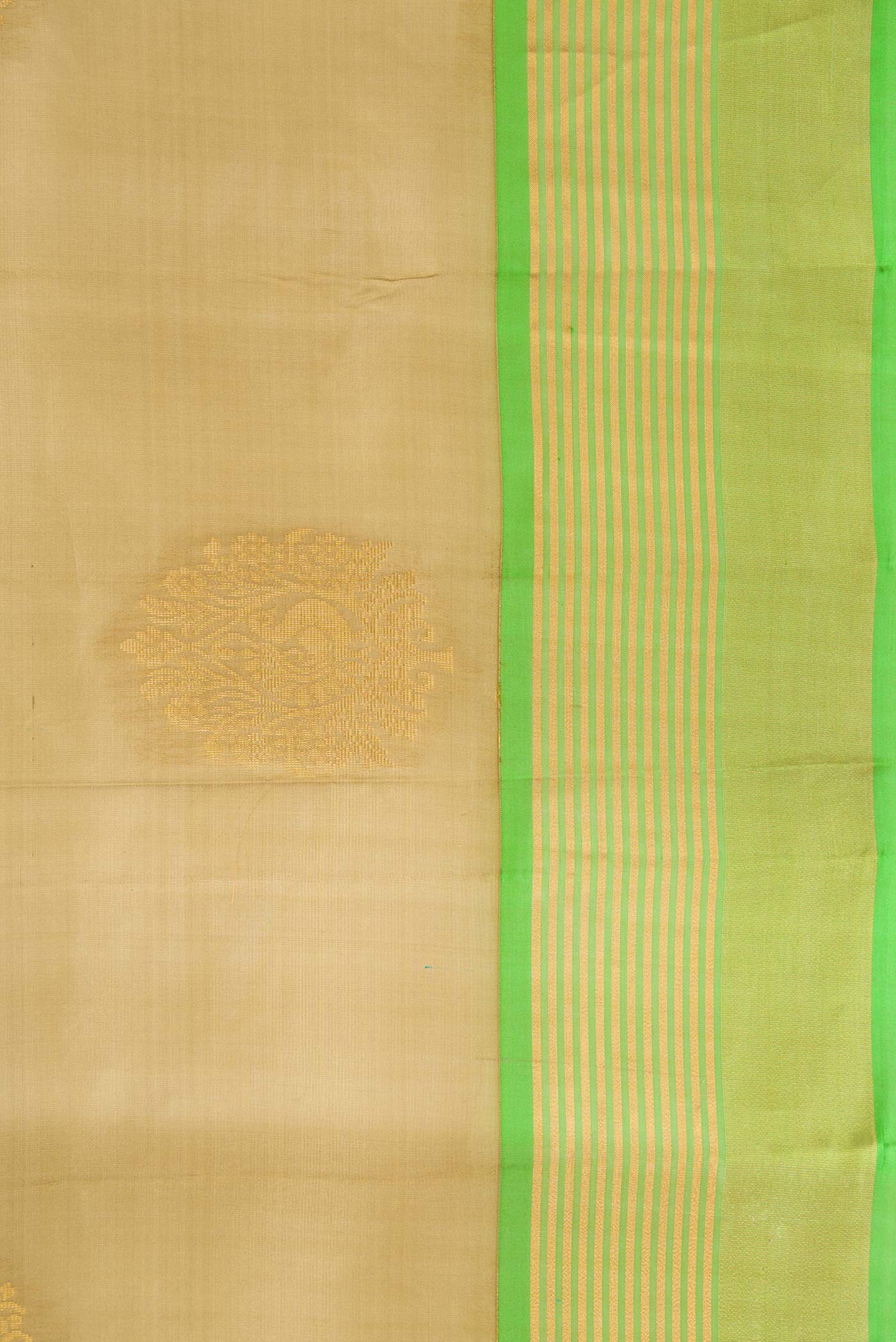 Border image of Mehandi Green Dual Tone Soft Silk Saree with Zari Butta on the body and Zari Border. 