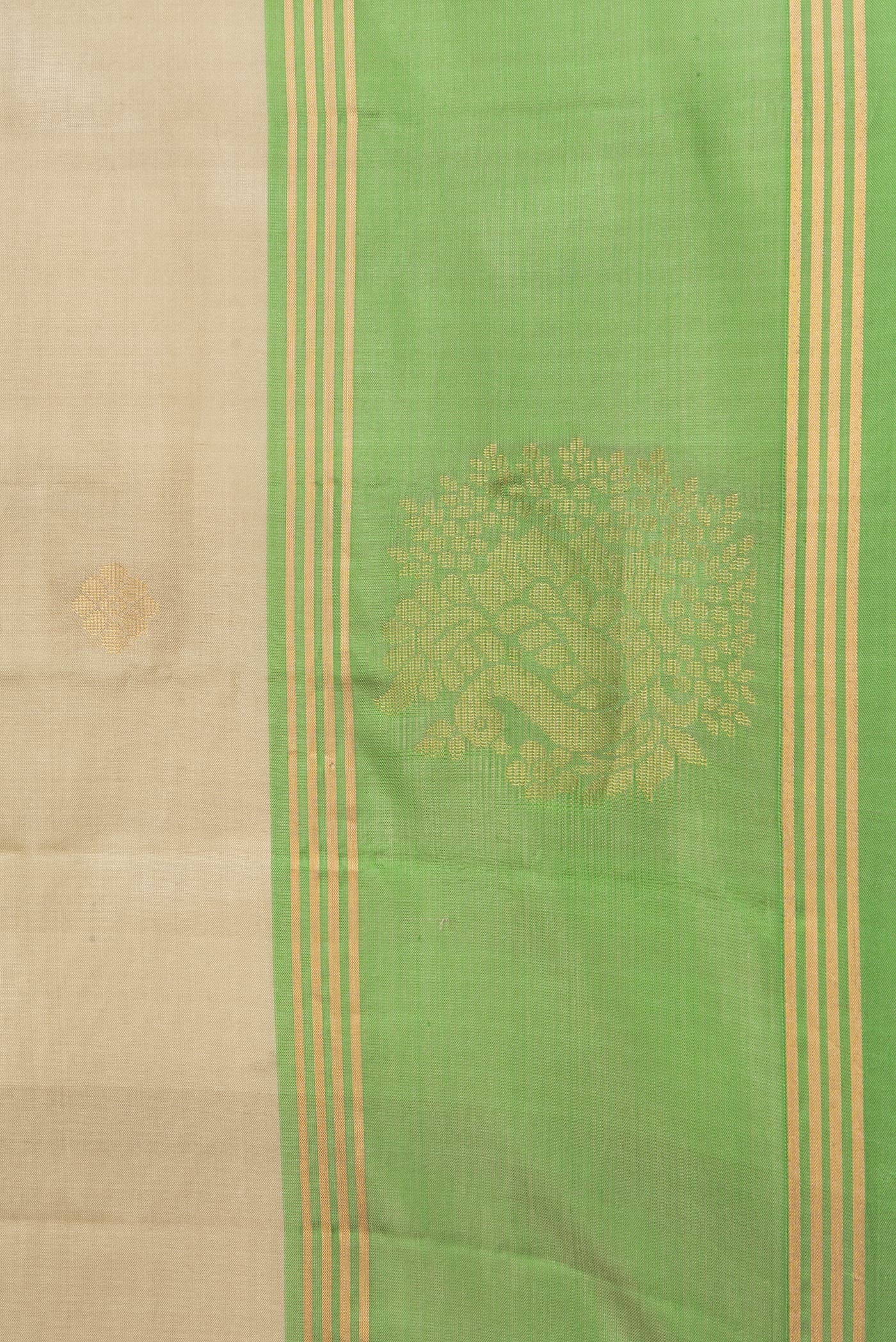 Border image of Pista Green Dual Tone Soft Silk Saree with Zari Butta on the body and Fancy Border. 