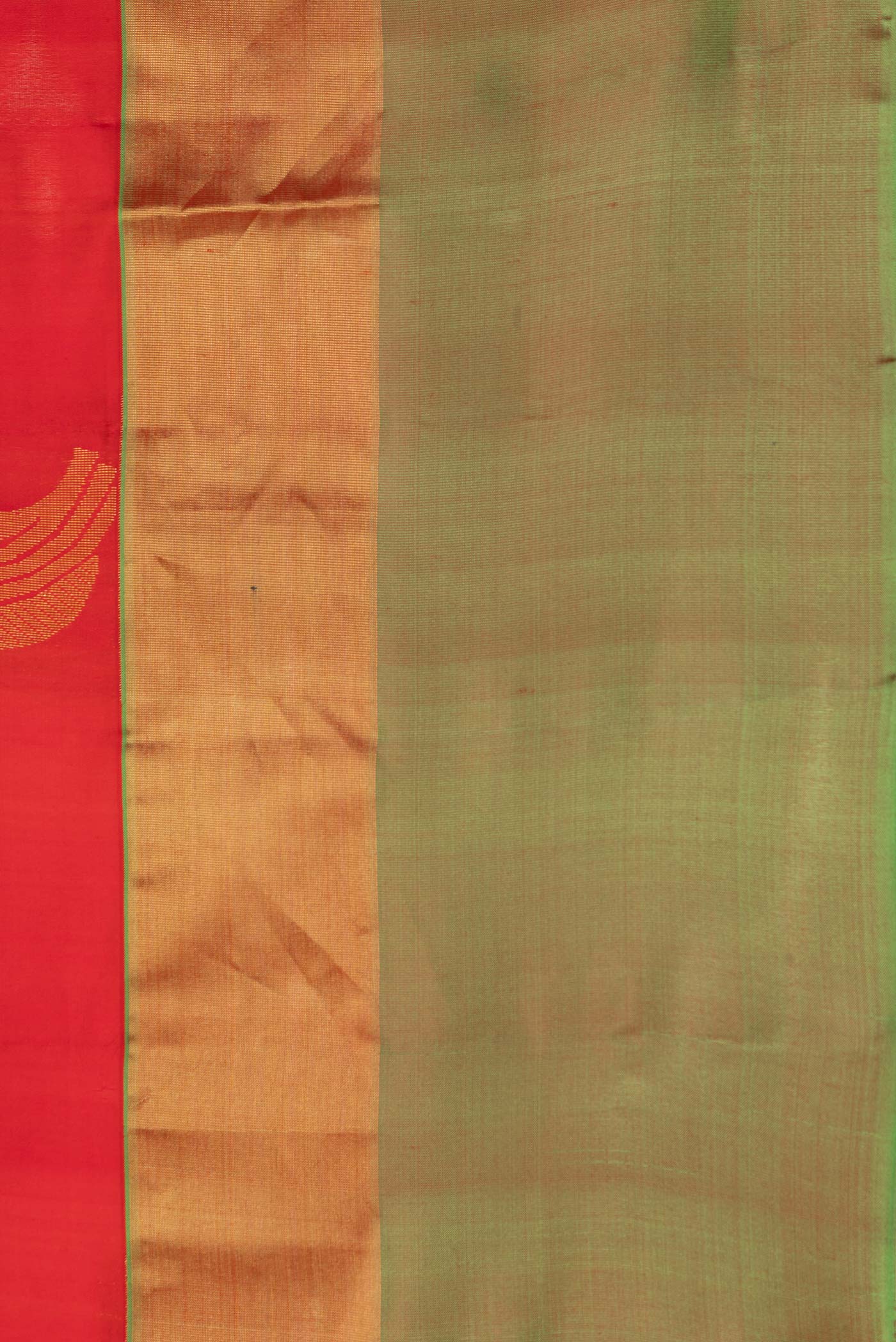 Border image of Red Dual Tone Soft Silk Saree with Zari Butta on the body and Zari Border. 