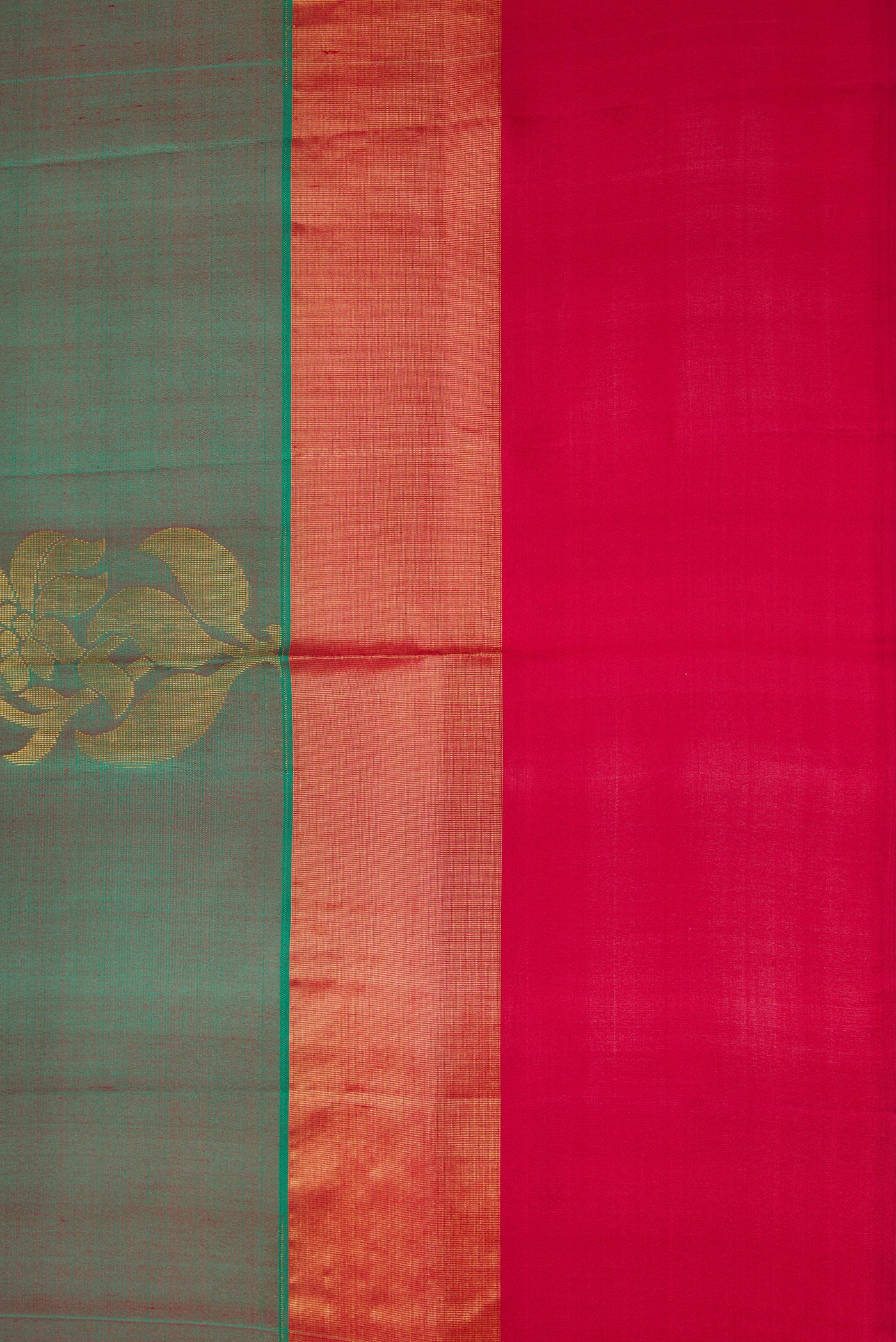 Border image of Green Dual Tone Soft Silk Saree with Zari Butta on the body and Zari Border. 