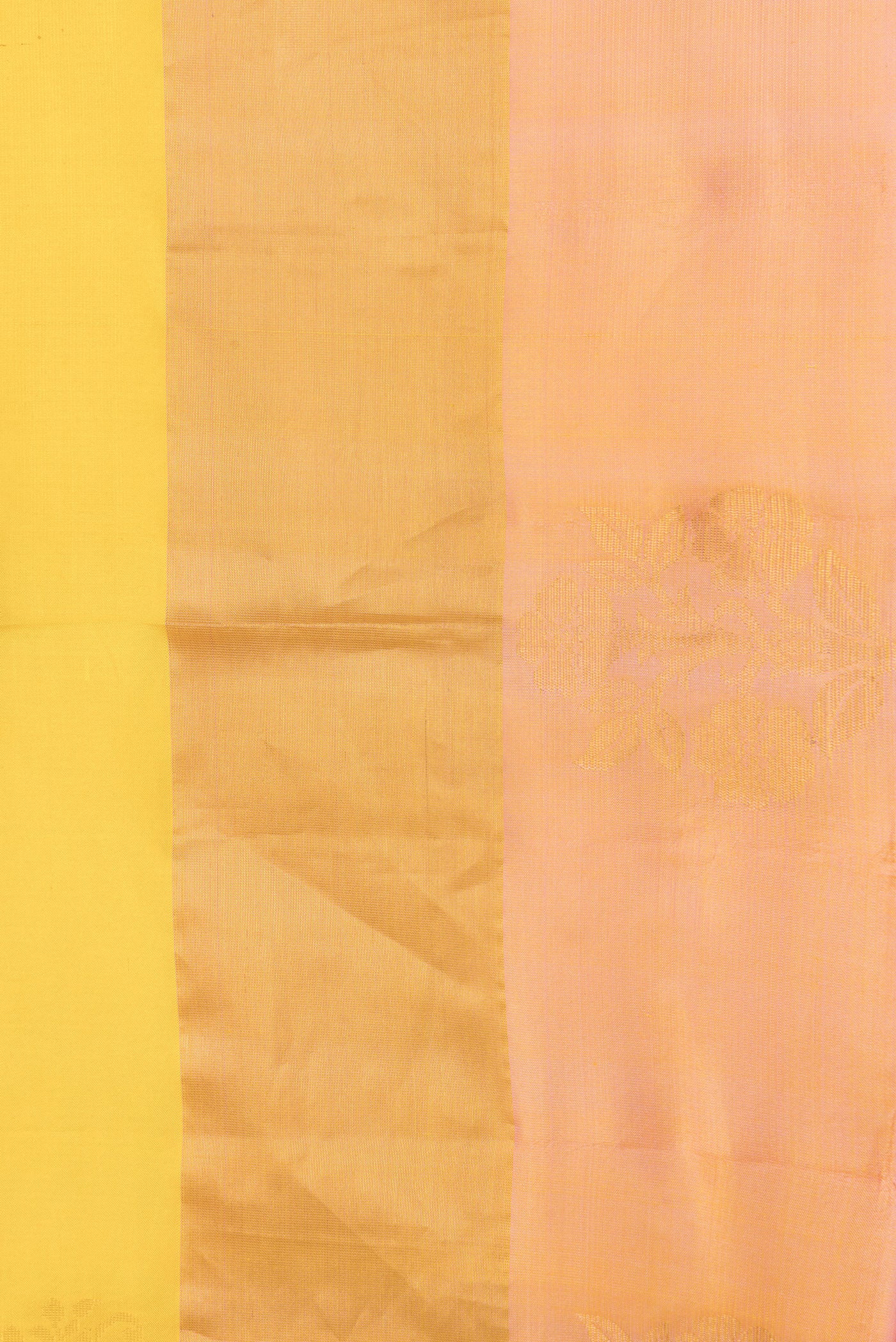 Border image of Yellow Dual Tone Soft Silk Saree with Zari Butta on the body and Fancy Border. 