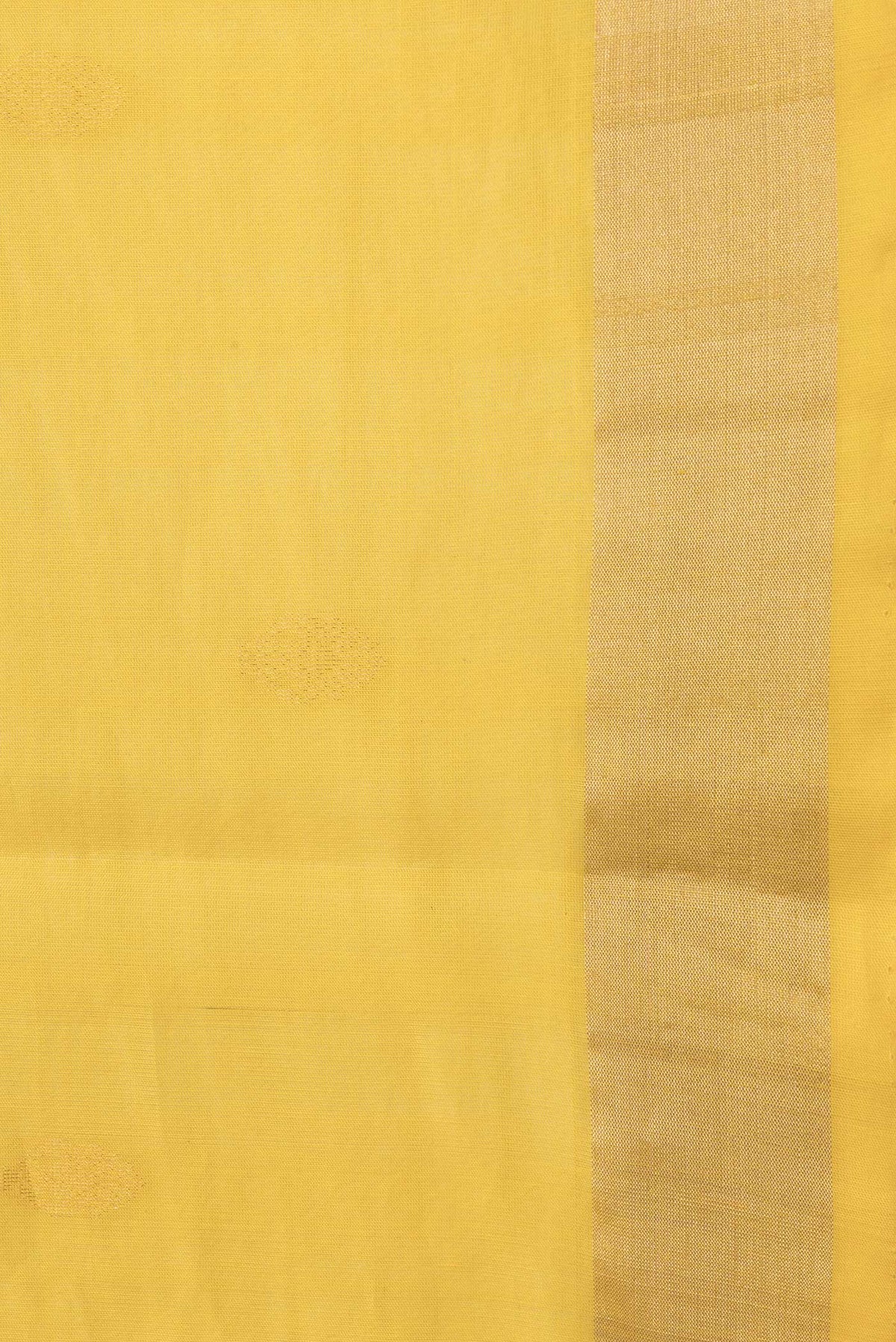 Border image of Yellow Dual Tone Silk Cotton Saree with Zari Butta on the body and Zari Border. 