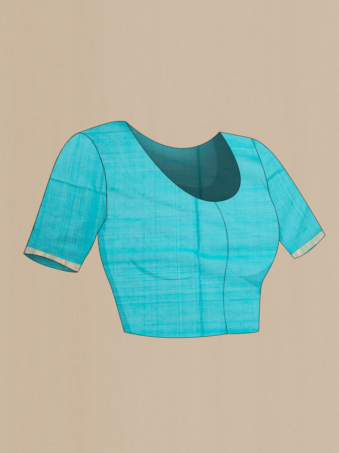 Close up image of the blouse of Sky Blue Silk Cotton Saree with Zari Butta on the body and Zari Border. 