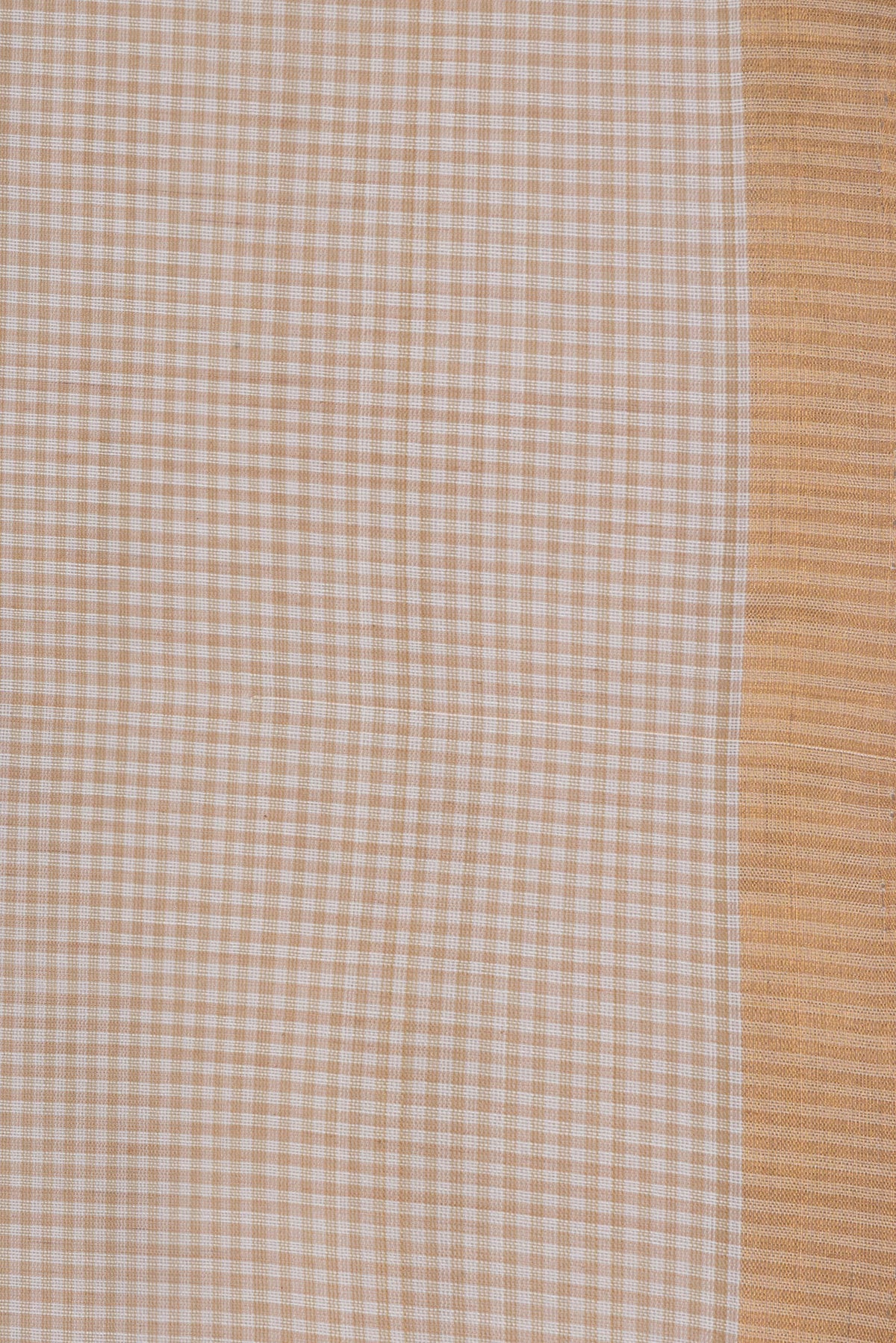 Border image of Beige Maheshwari Silk Saree with Checked design on the body and Zari Border. 
