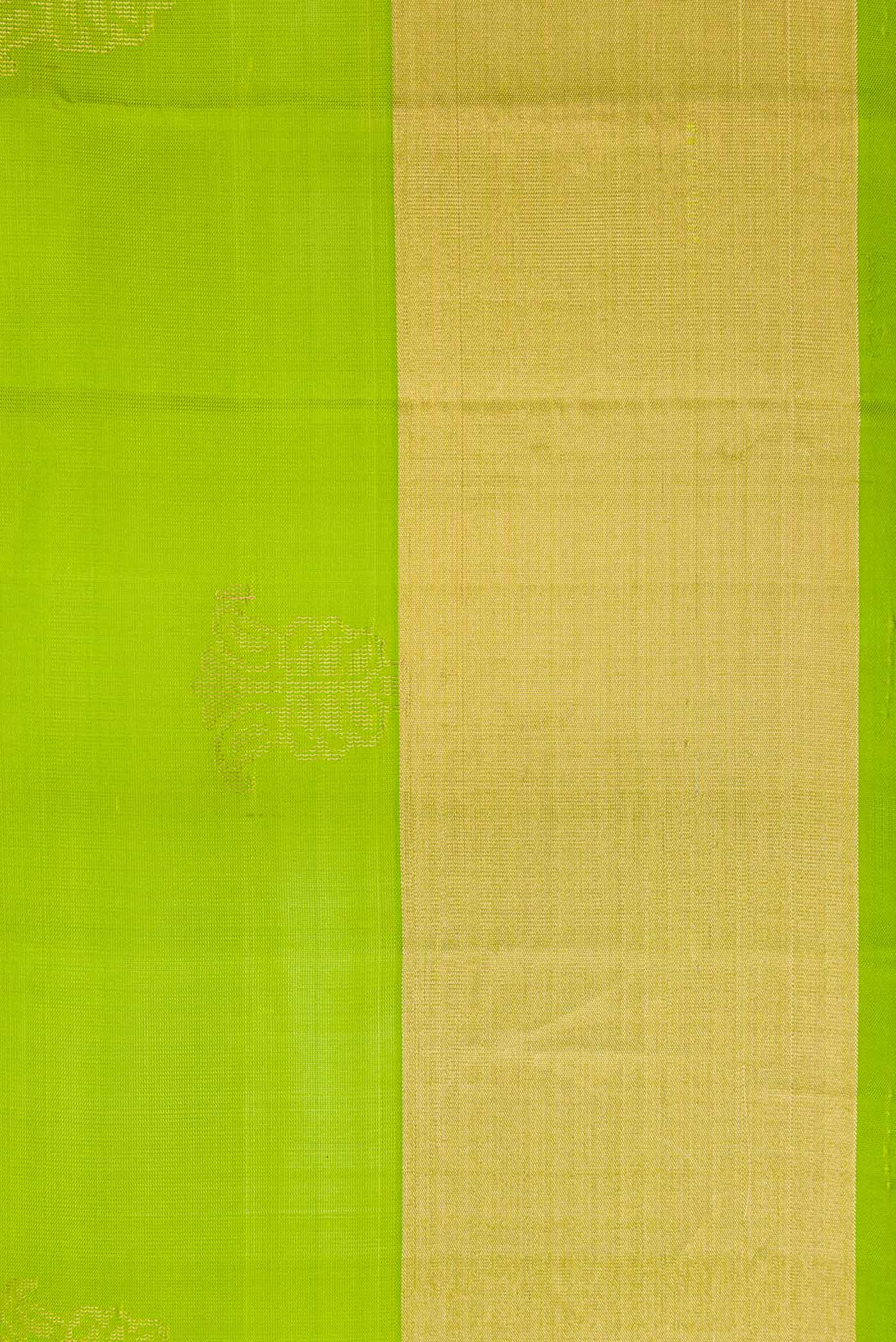 Border image of Parrot Green Dual Tone Soft Silk Saree with Zari Butta on the body and Zari Border