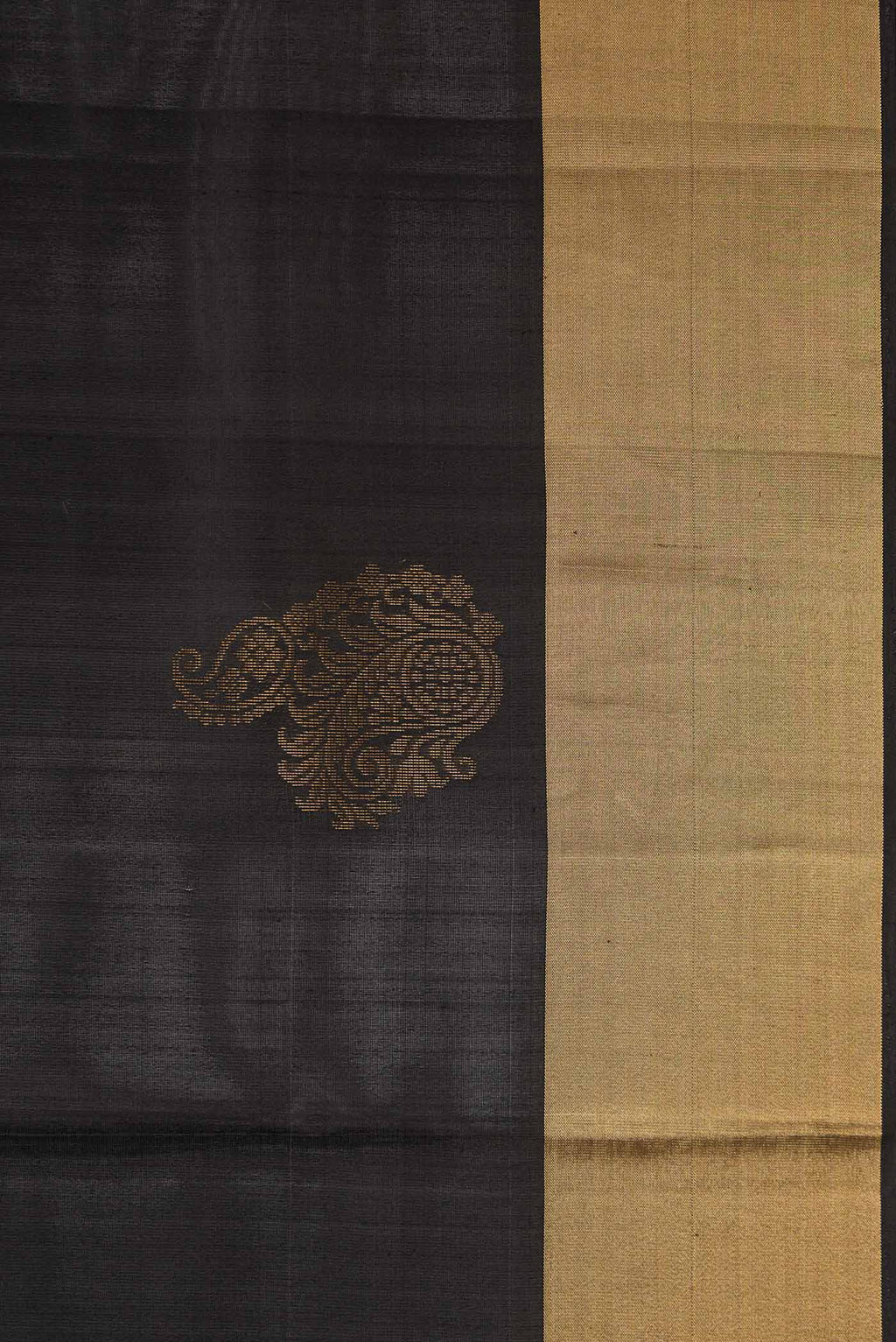 Border image of Black Dual Tone Soft Silk Saree with Zari Butta on the body and Zari Border. 