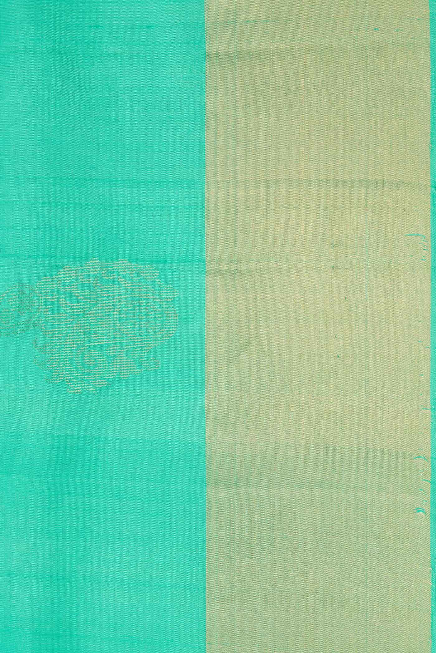 Border image of Sea Green Dual Tone Soft Silk Saree with Zari Butta on the body and Zari Border