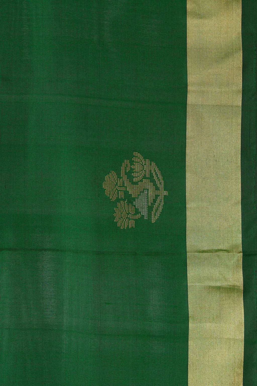 Border image of Bottle Green Dual Tone Soft Silk Saree with Zari Butta on the body and Zari Border. 