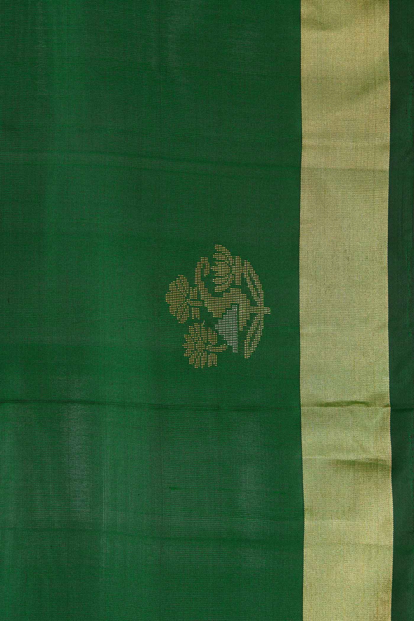 Border image of Bottle Green Dual Tone Soft Silk Saree with Zari Butta on the body and Zari Border. 