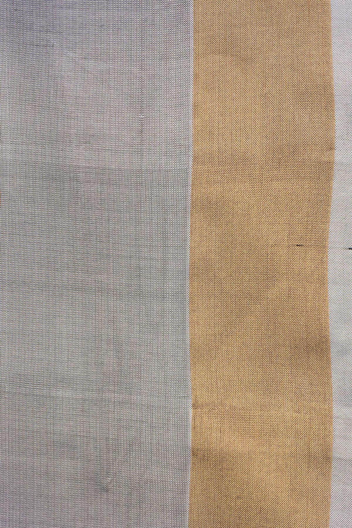 Border image of Grey Dual Tone Soft Silk Saree with Zari Butta on the body and Zari Border. 