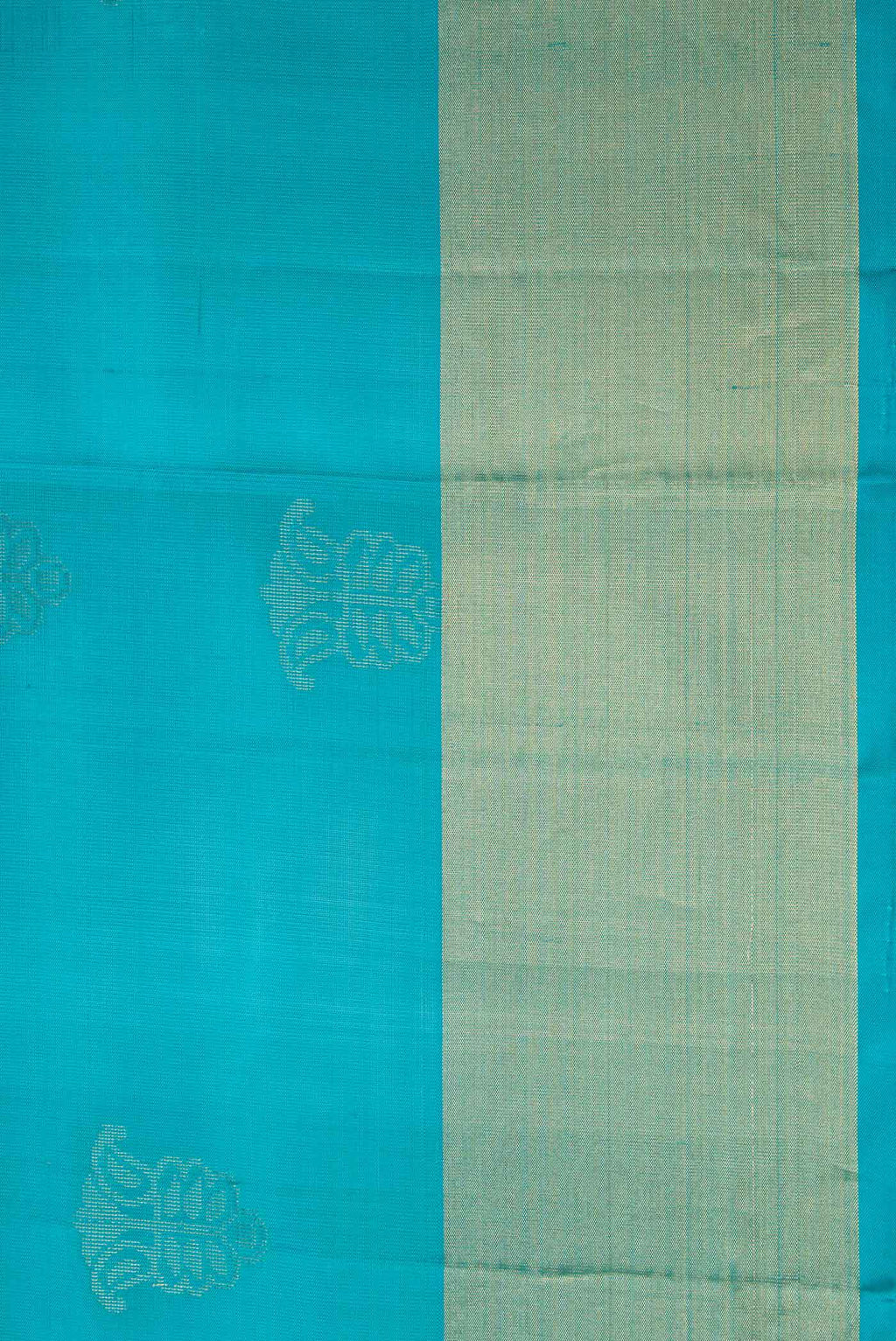 Border image of Sky Blue Dual Tone Soft Silk Saree with Zari Butta on the body and Zari Border. 
