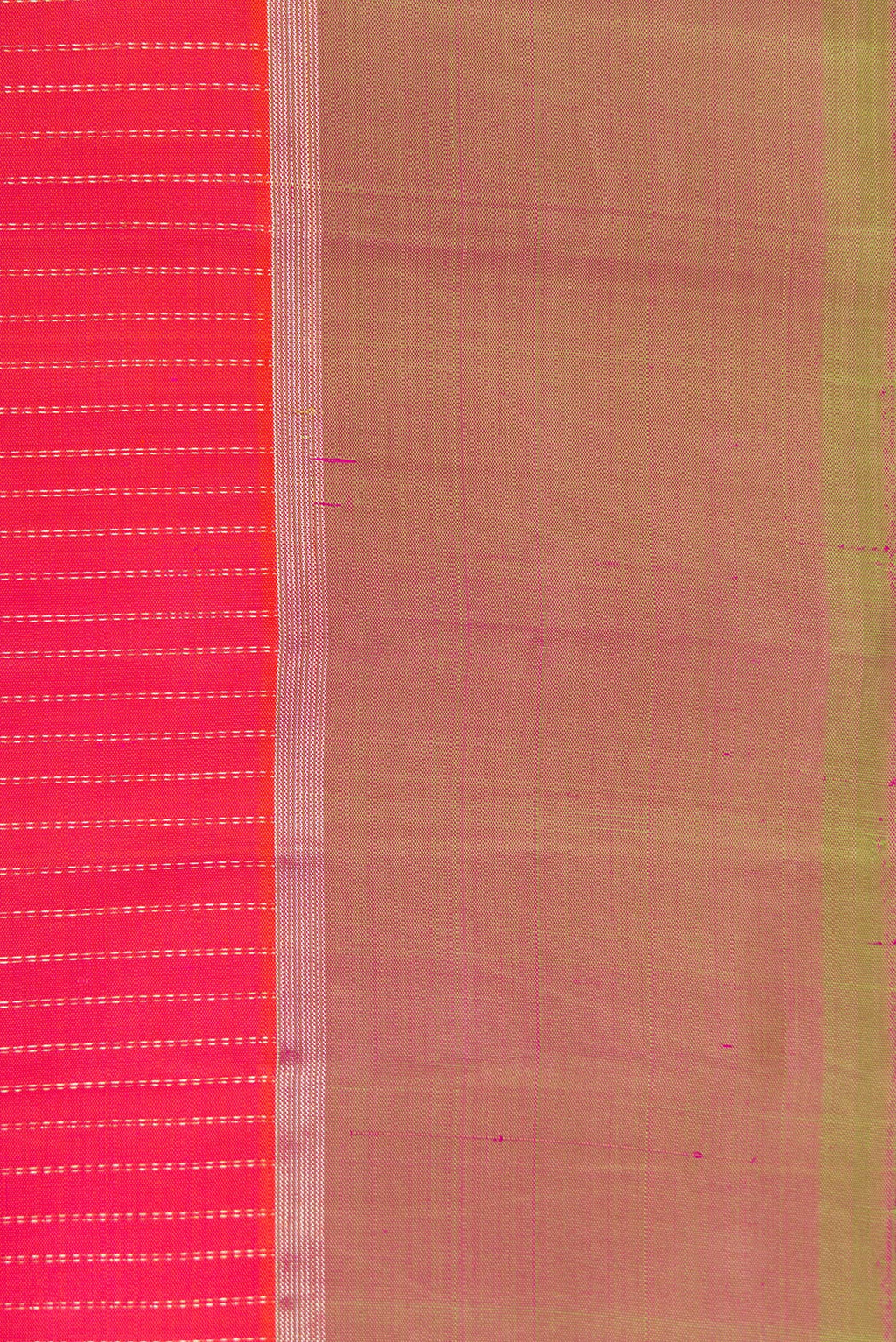 Border image of Pink Dual Tone Kanchipuram Silk Saree with Stripes on the body and Zari Border. 