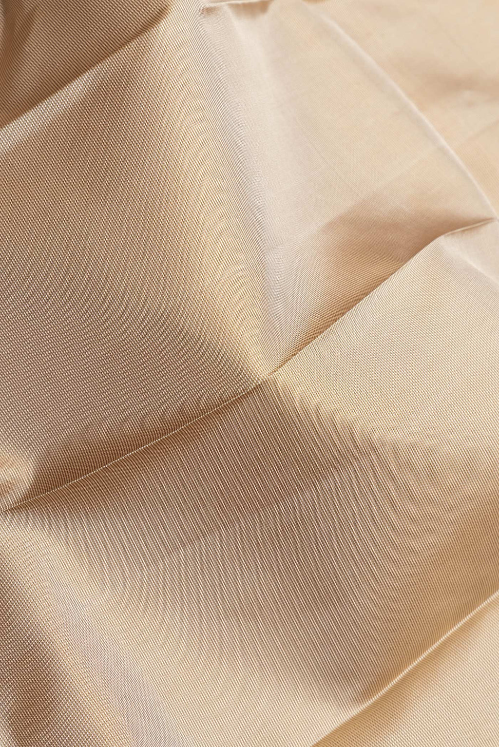 Close up of Pista Green Dual Tone Kanchipuram Silk Saree with Stripes on the body and Zari Border.  displaying folds