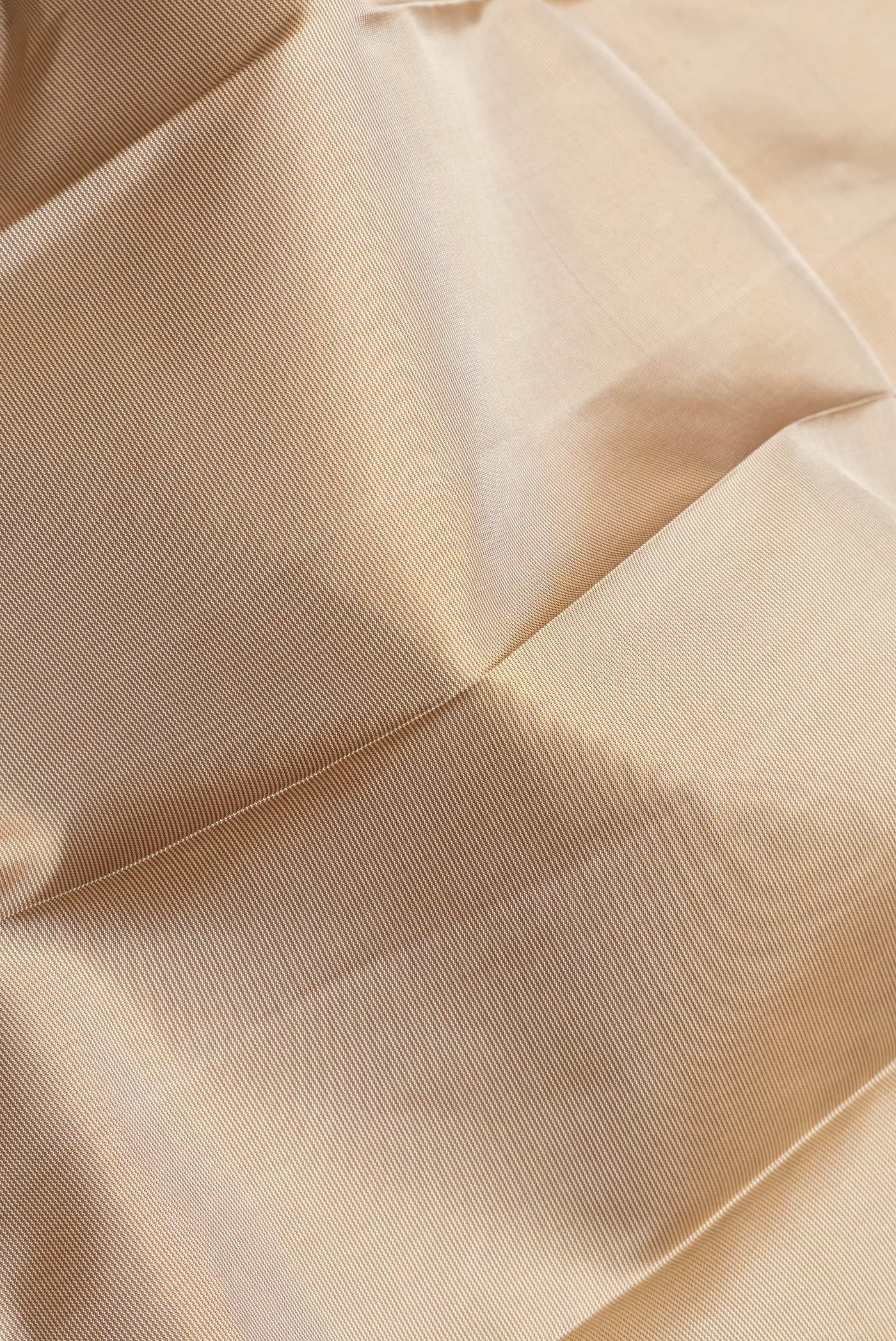 Close up of Pista Green Dual Tone Kanchipuram Silk Saree with Stripes on the body and Zari Border.  displaying folds
