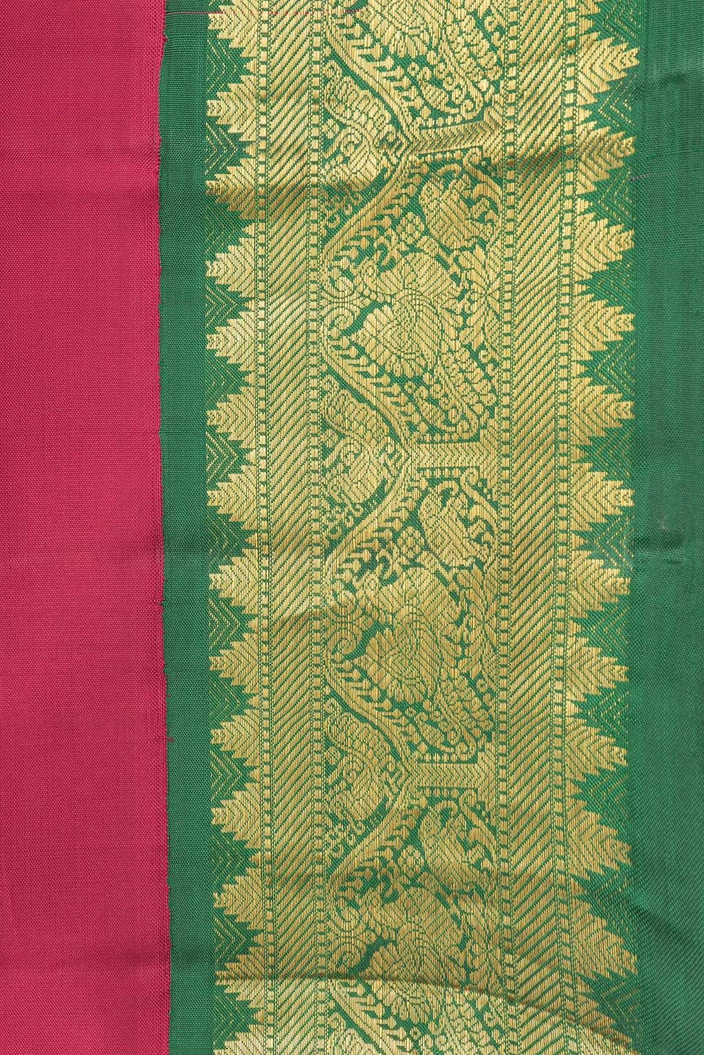 Border image of Pink Dual Tone Kanjivaram Silk Saree with Plain Body and Zari Border. 