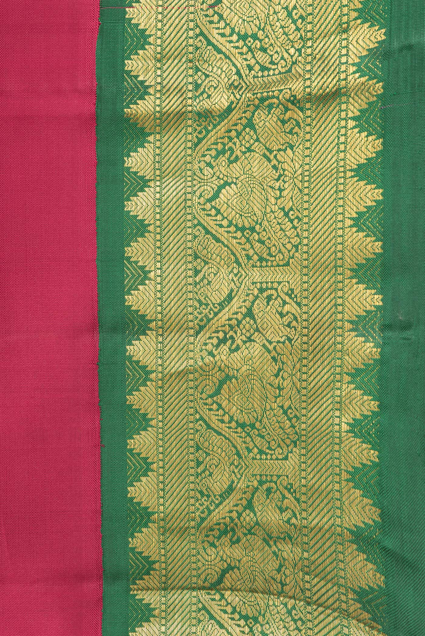 Border image of Pink Dual Tone Kanjivaram Silk Saree with Plain Body and Zari Border. 