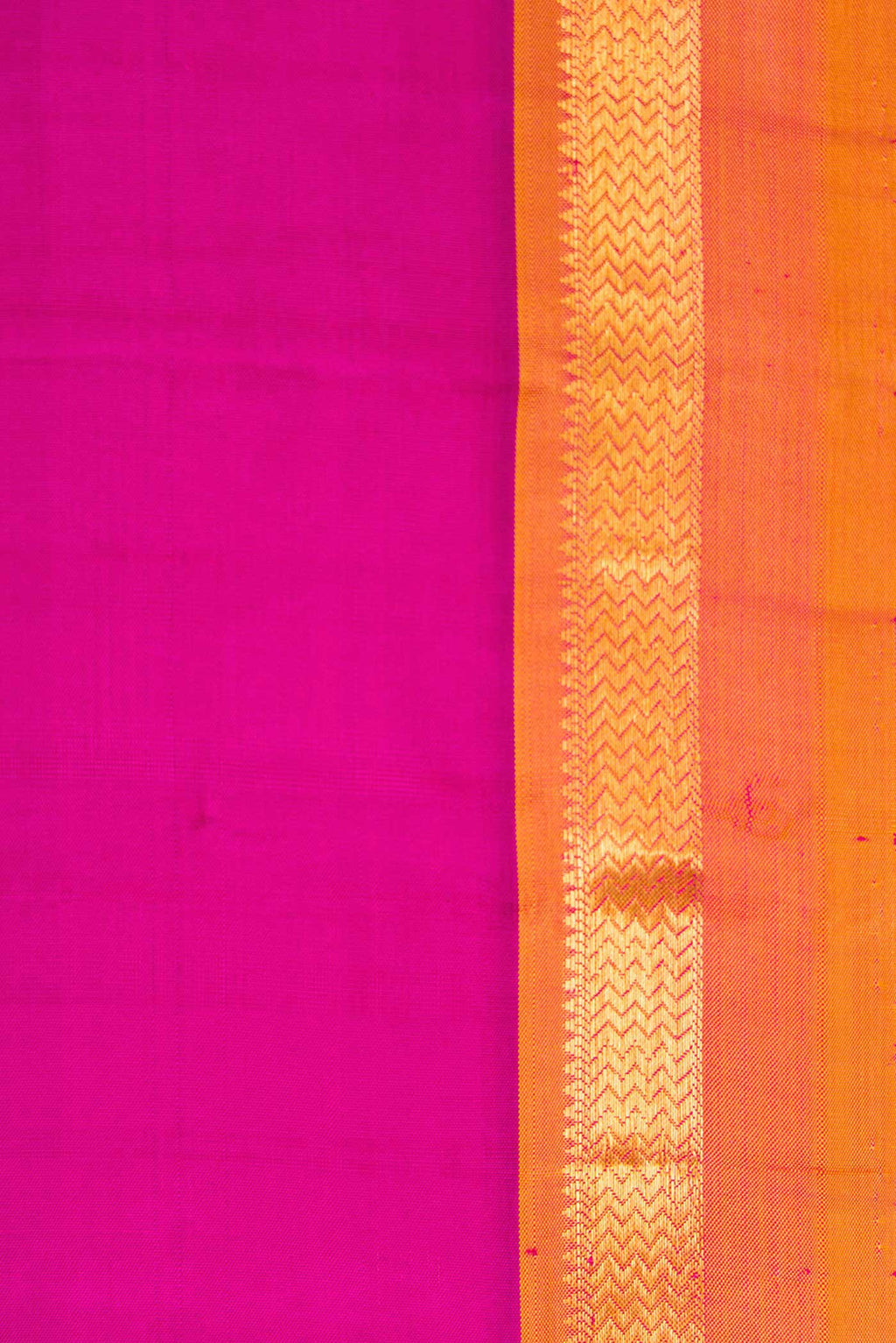 Border image of Magenta Dual Tone Kanjivaram Silk Saree with Plain Body and Zari Border. 