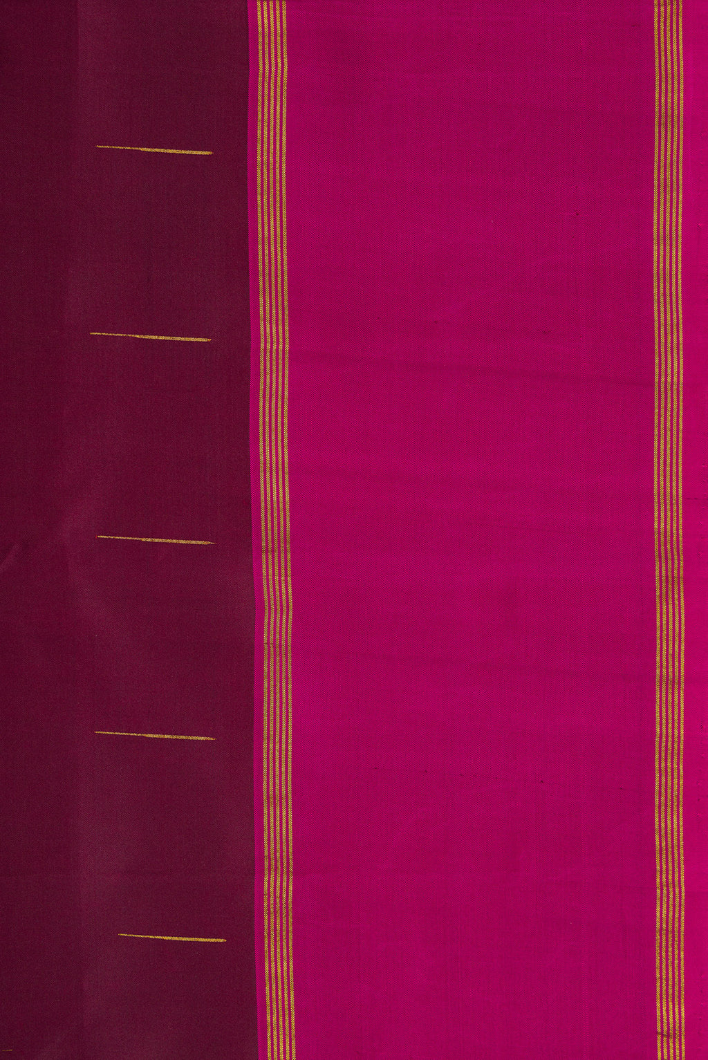 Border image of Burgundy Dual Tone Kanjivaram Silk Saree with Zari Butta on the body and Zari Border. 